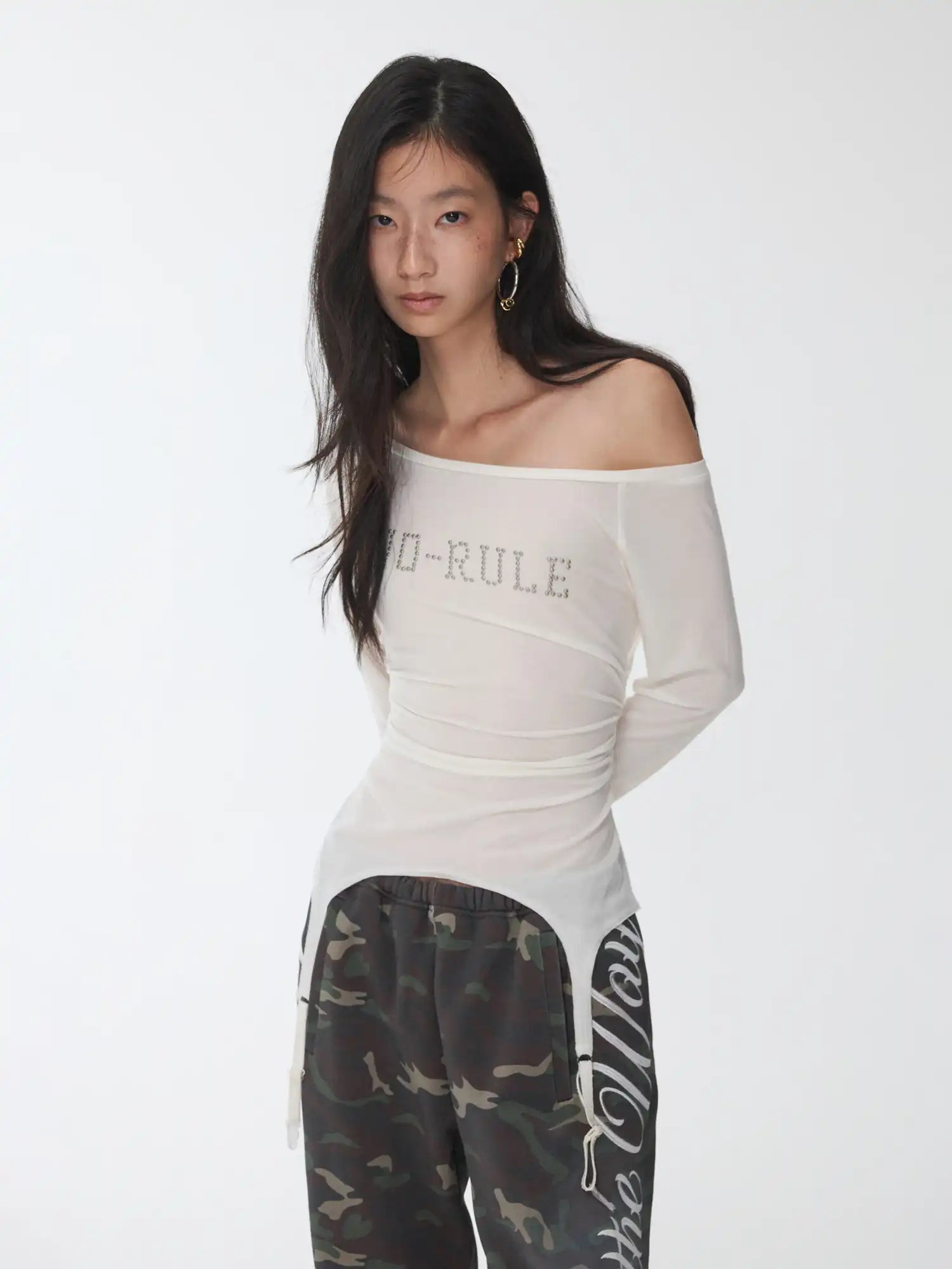 1Jinn Studio Garter Belt Boat Neck Ruched Top | Canton Collective