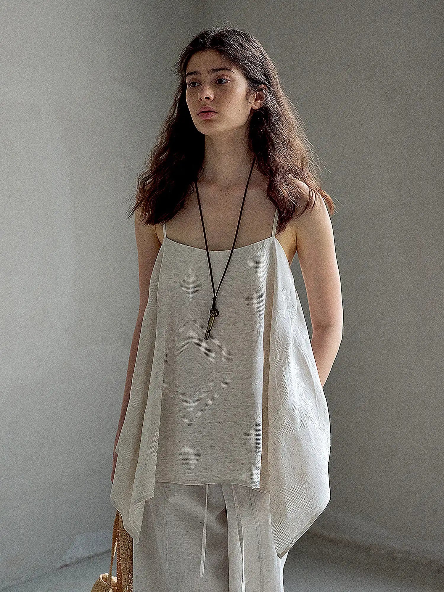 CantonCollective Design Geometric Embroidered Linen Camisole | Canton Collective