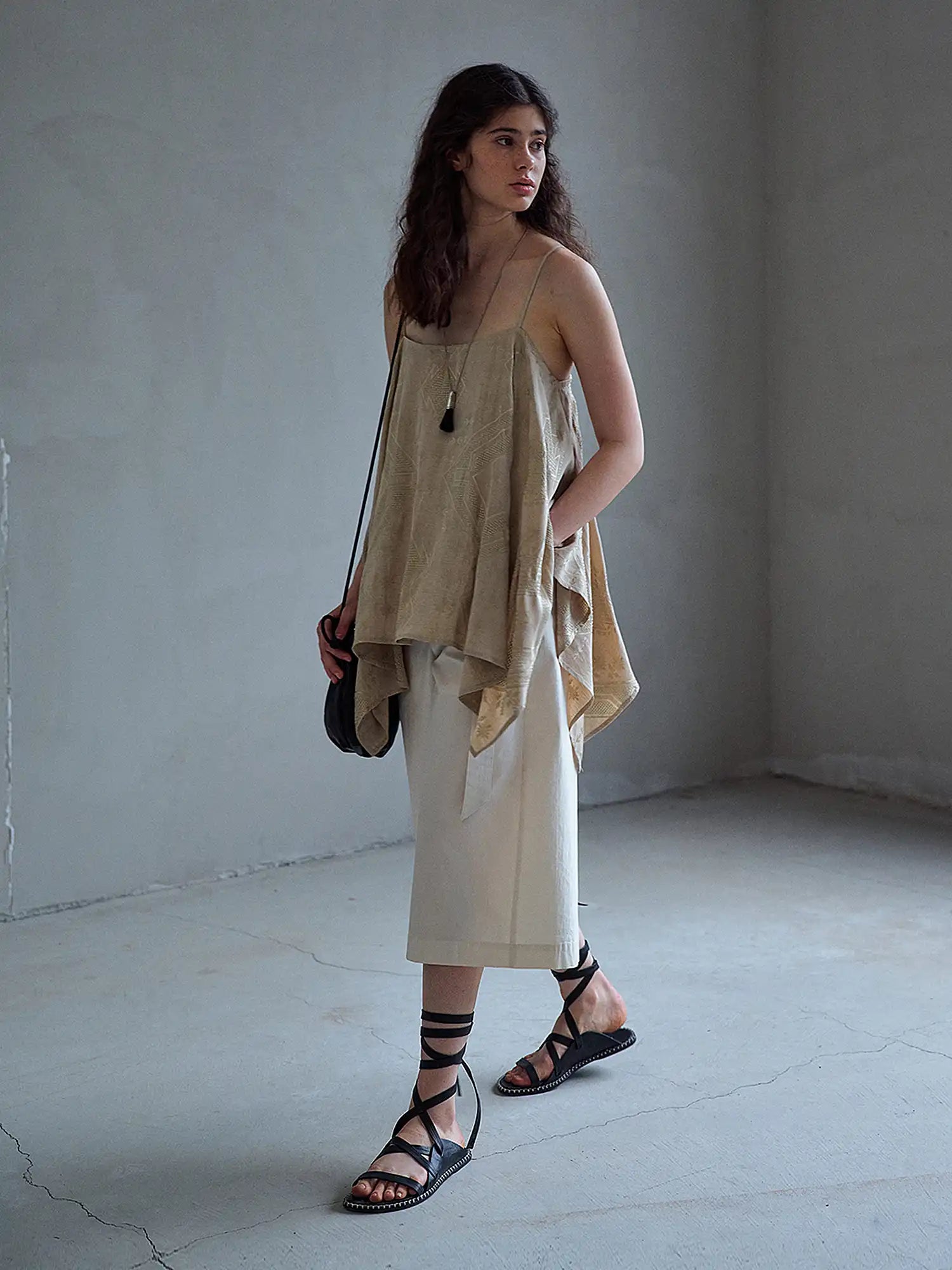 CantonCollective Design Geometric Embroidered Linen Camisole | Canton Collective