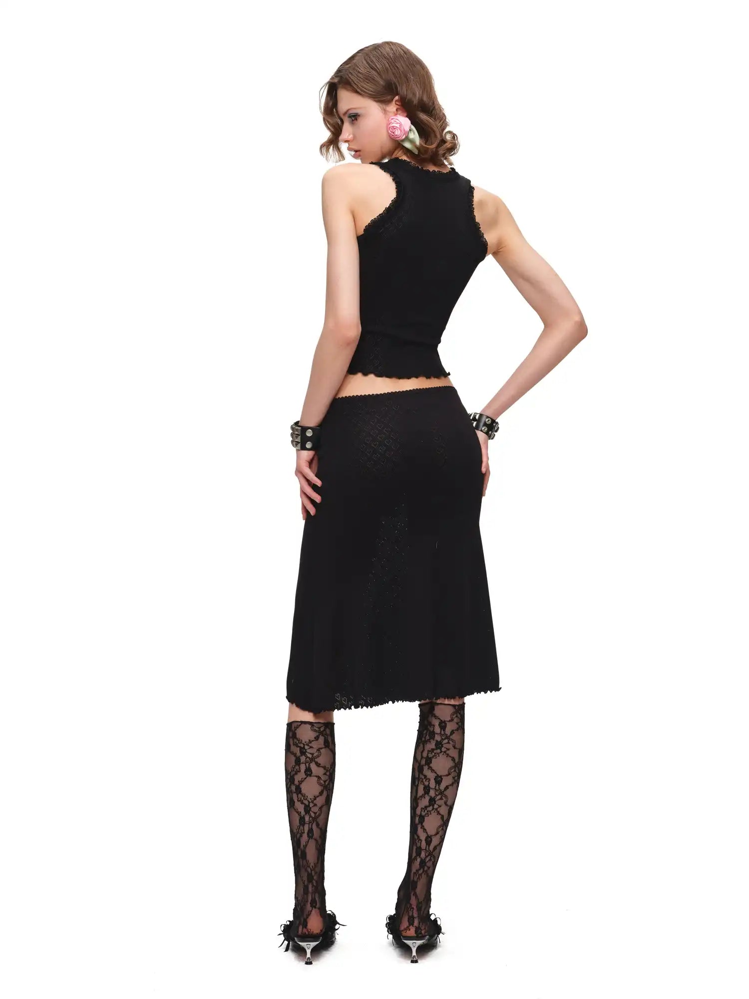 1Jinn Studio Gothic Dog Frame Lace Trim Midi Skirt | Canton Collective
