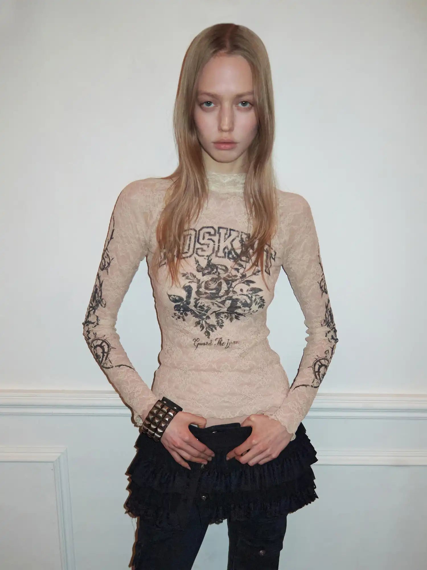 1Jinn Studio Gothic Mystery Lace Nude Top | Canton Collective