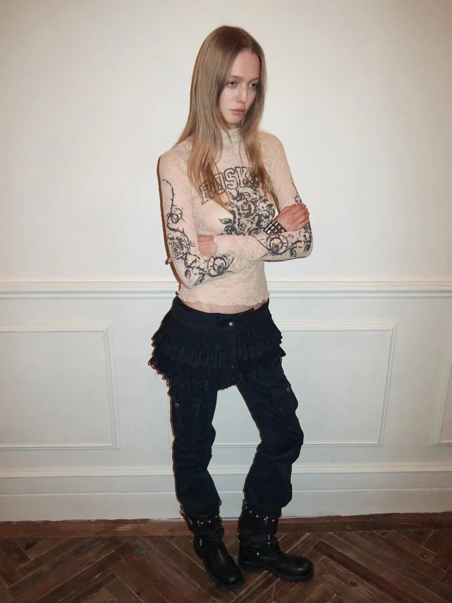 1Jinn Studio Gothic Mystery Lace Nude Top | Canton Collective