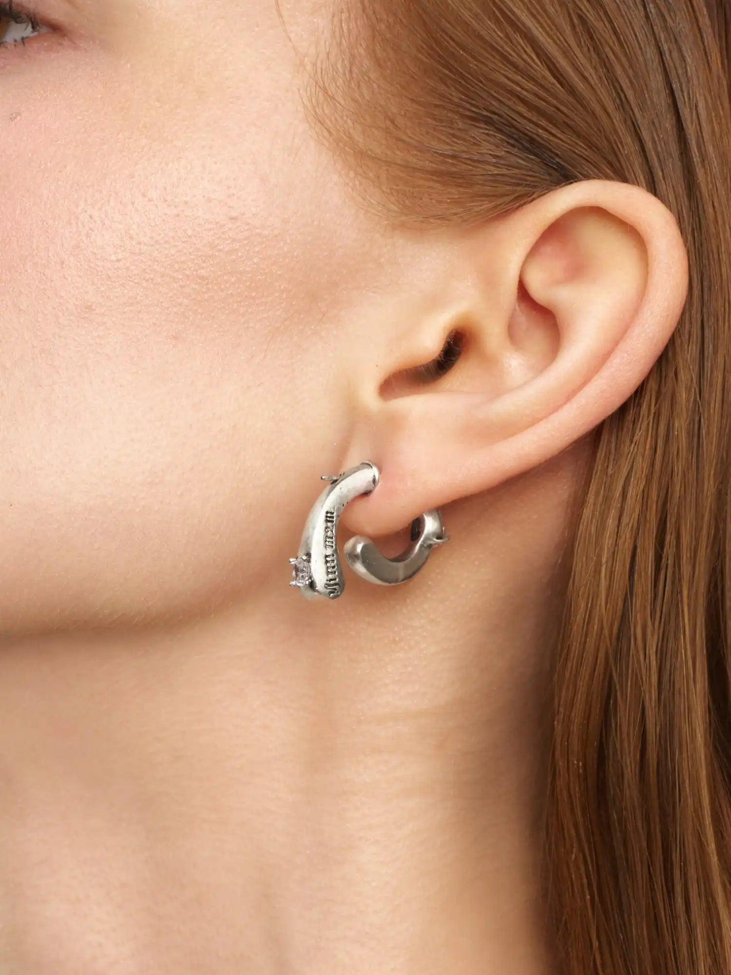 1Jinn M2M Gothic Script Engraved Chunky Hoop Earrings | Canton Collective