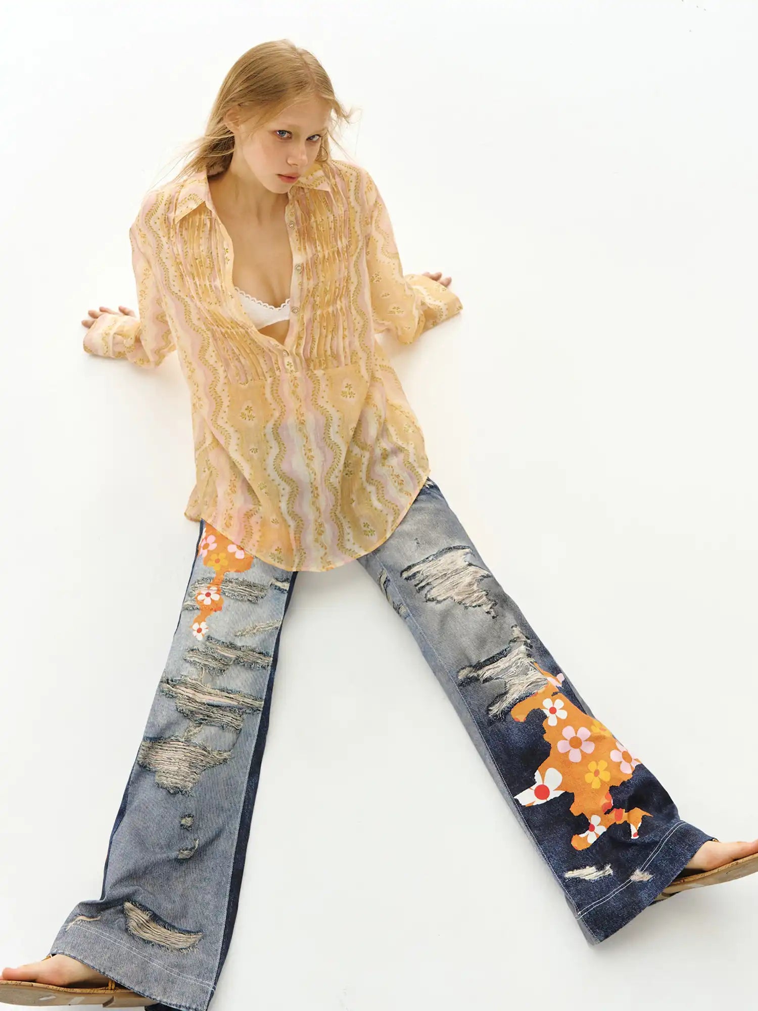Deleteex Graffiti Patchwork Flare Jeans | Canton Collective