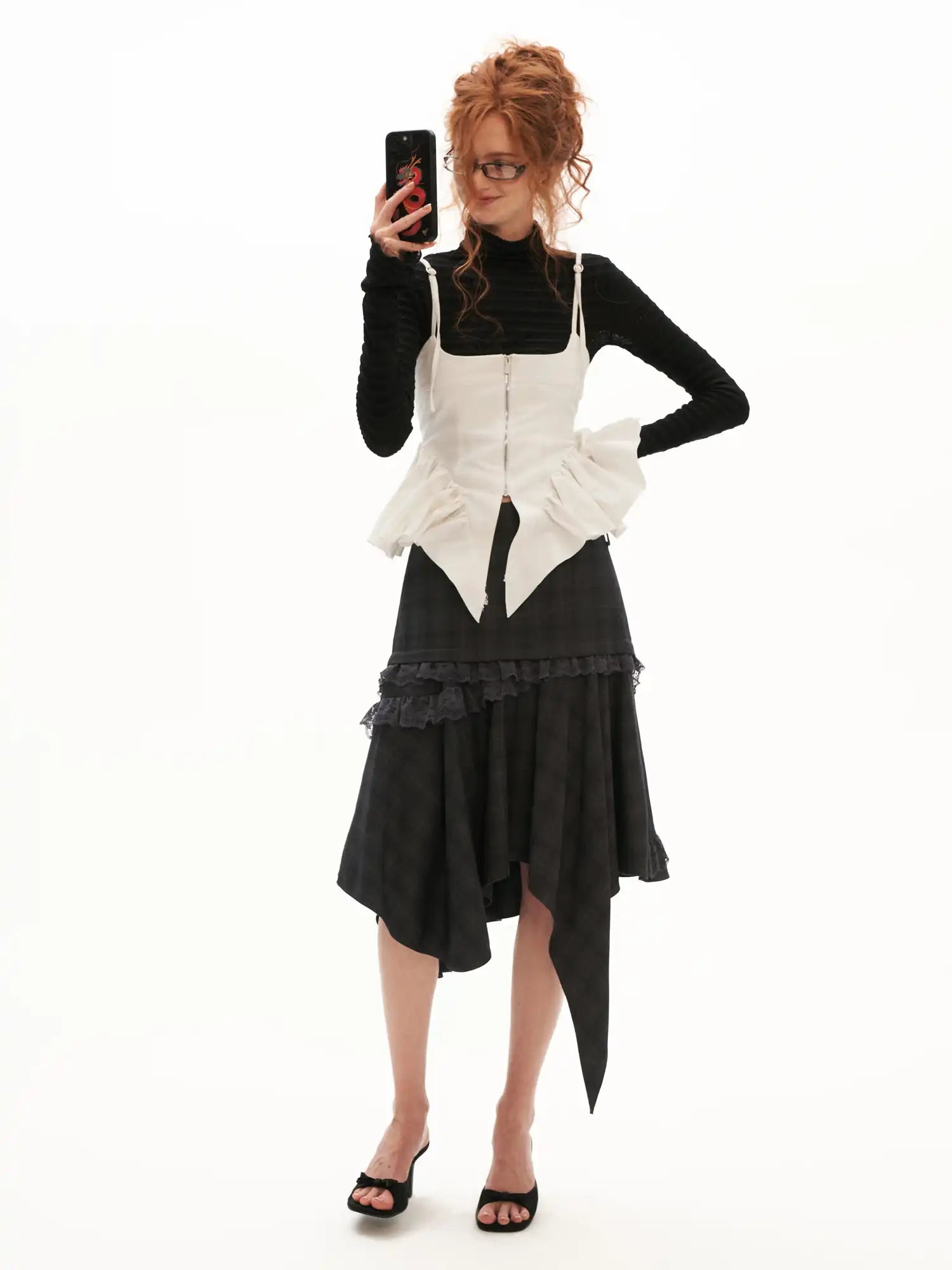 MAMC Gray Plaid Handkerchief Hem Skirt | Canton Collective