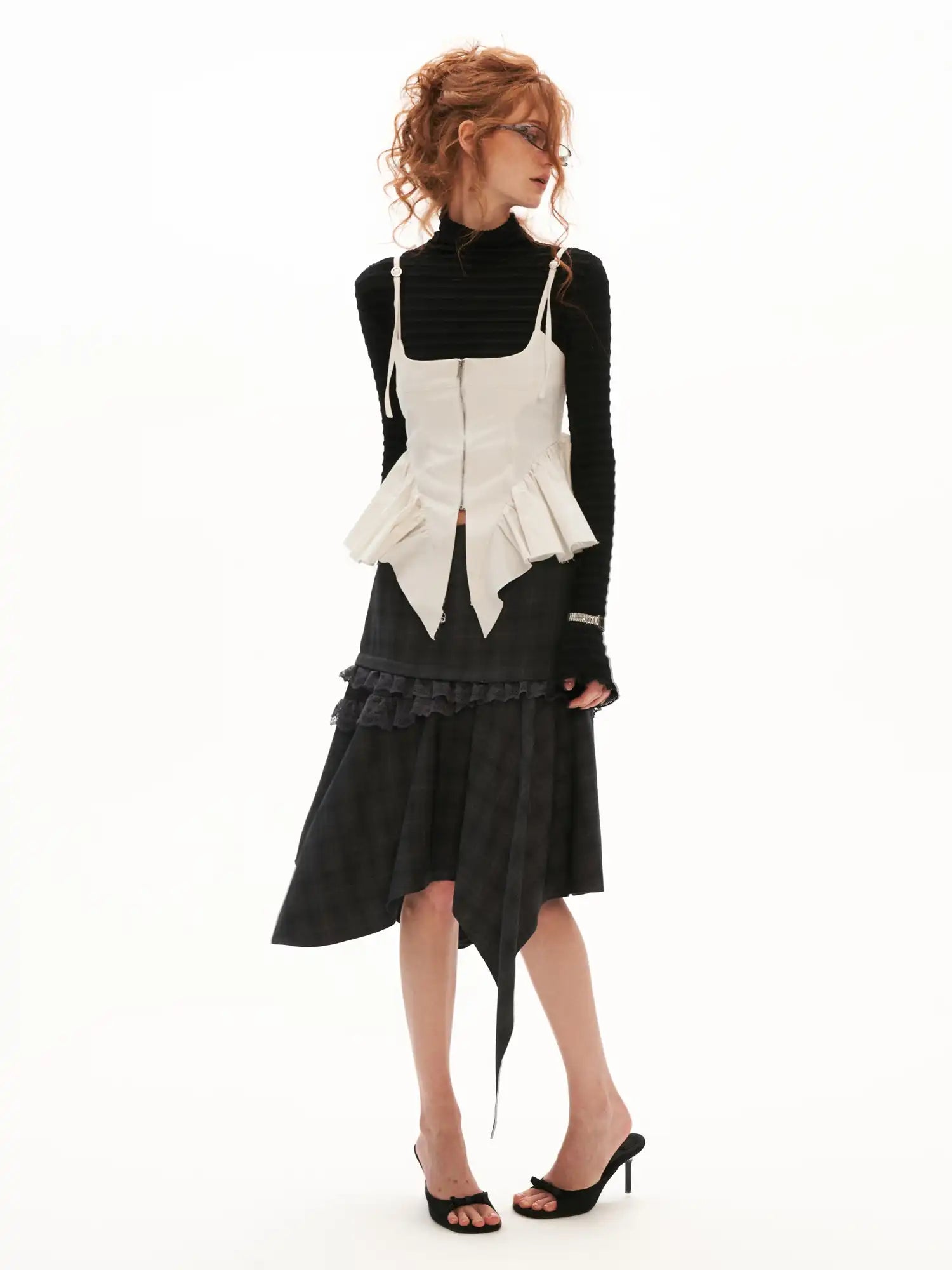 MAMC Gray Plaid Handkerchief Hem Skirt | Canton Collective