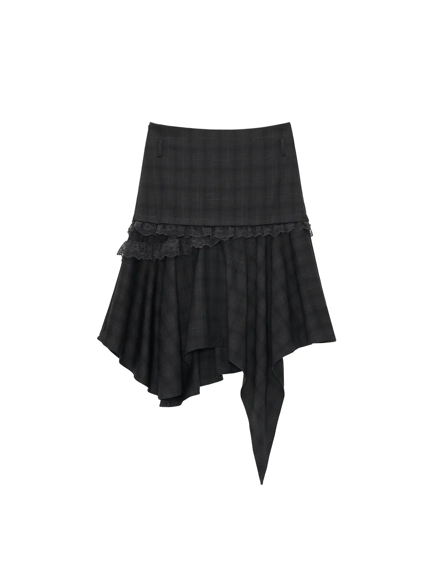 MAMC Gray Plaid Handkerchief Hem Skirt | Canton Collective