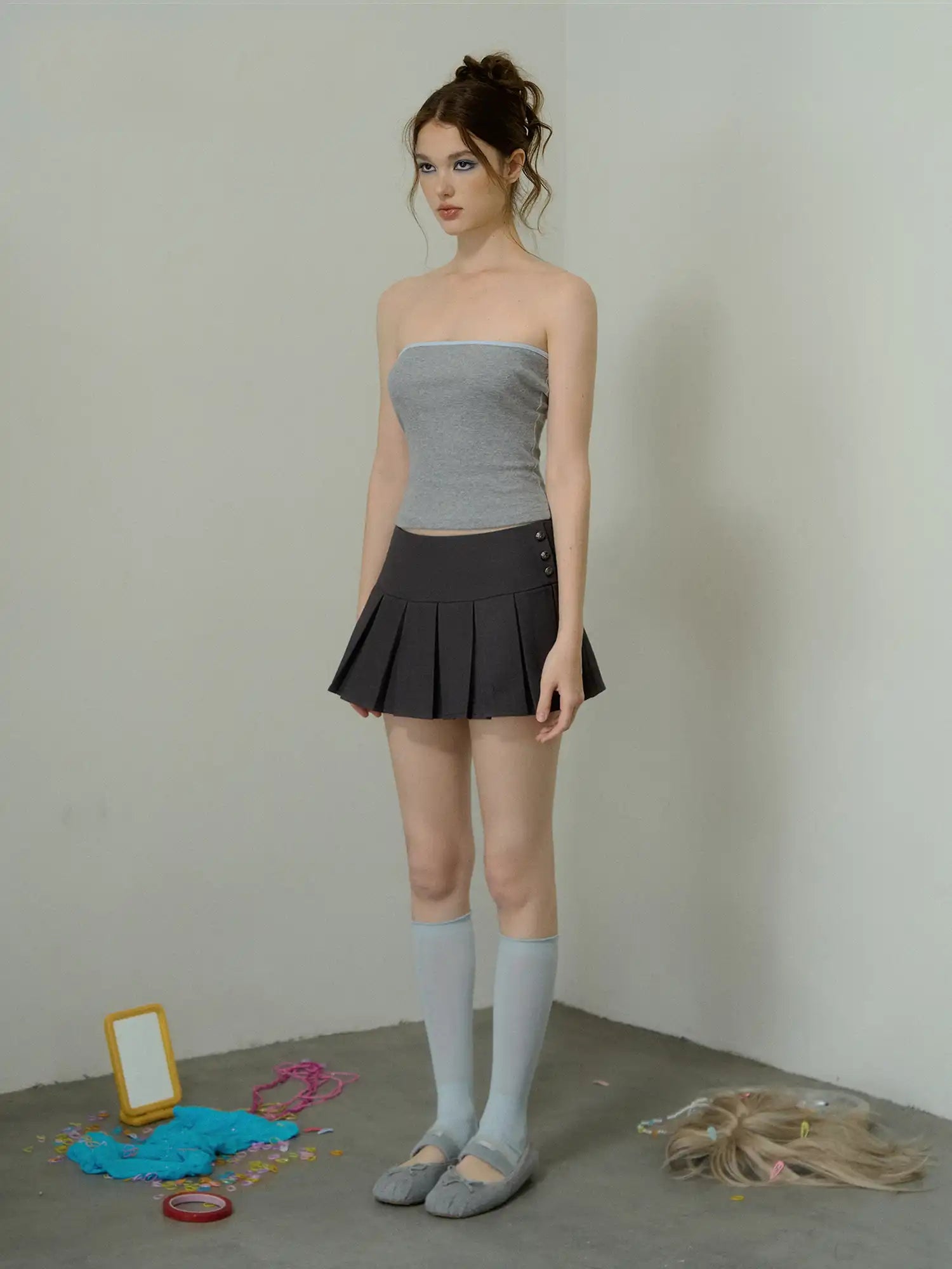 Deleteex Grey Two piece Cropped Bolero Top | Canton Collective