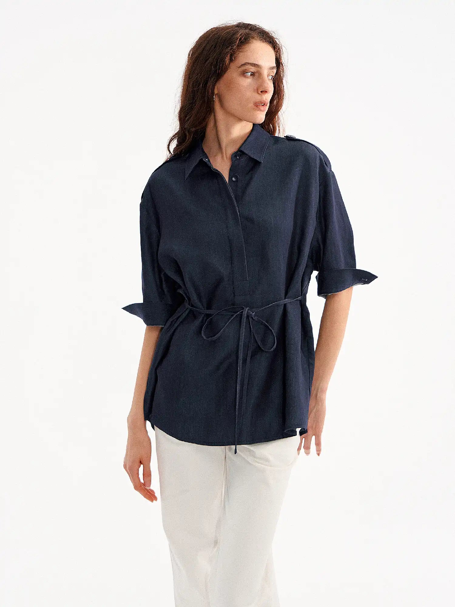 Muse Naps Henley Denim Tunic Shirt Top | Canton Collective