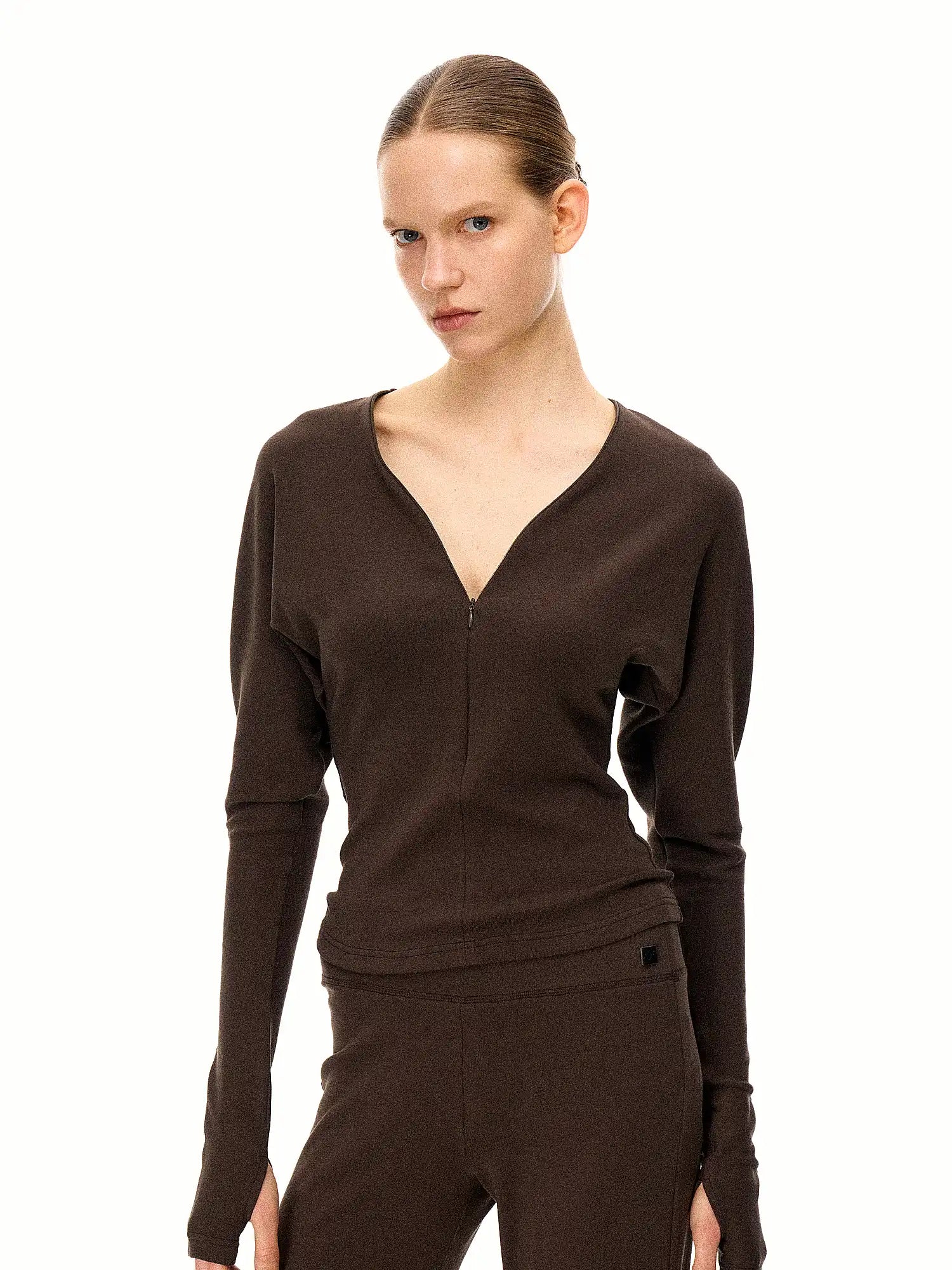 FirstFloor Hidden Zipper Batwing Sleeve V-Neck Top | Canton Collective