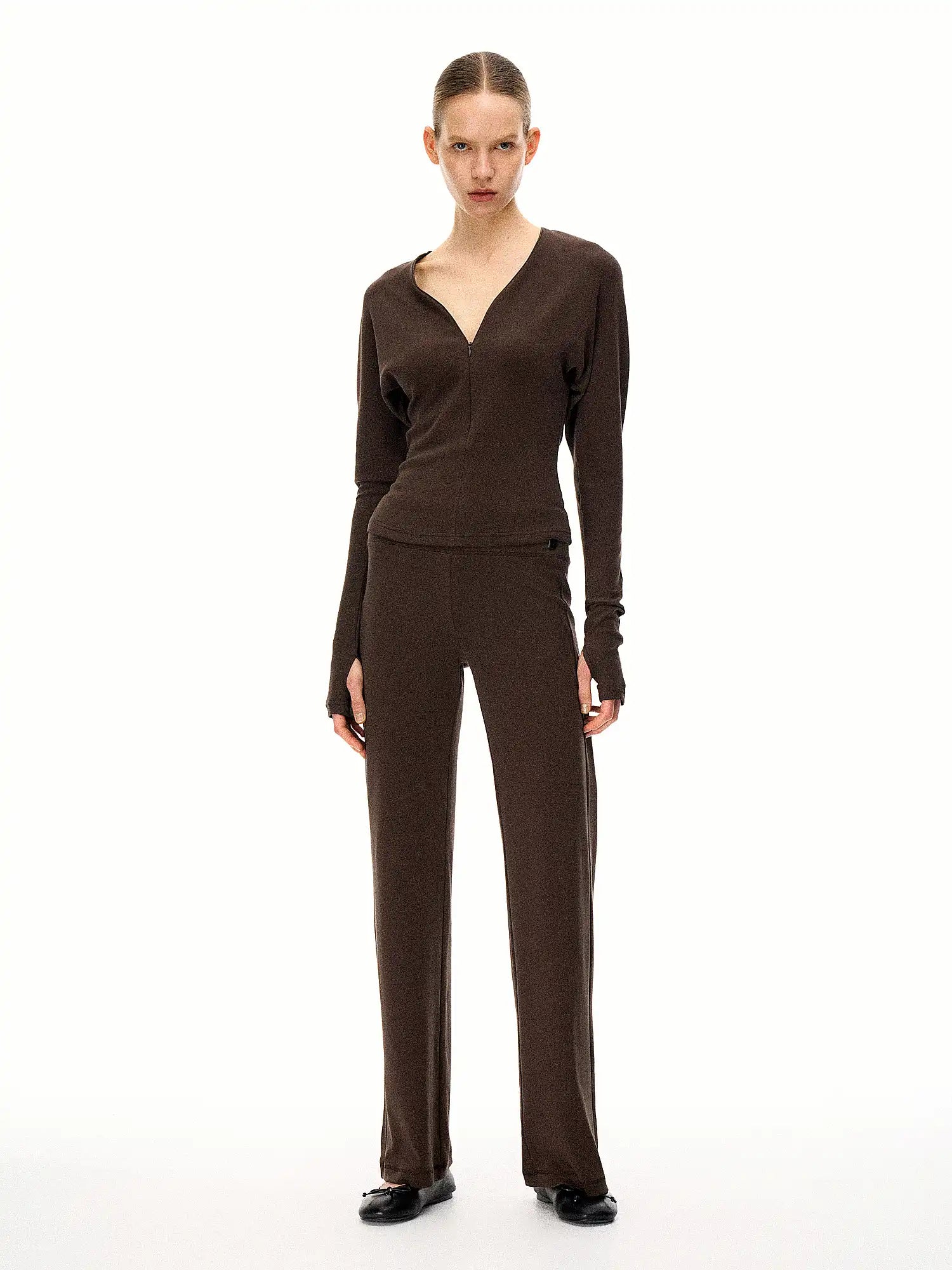 FirstFloor Hidden Zipper Batwing Sleeve V-Neck Top | Canton Collective