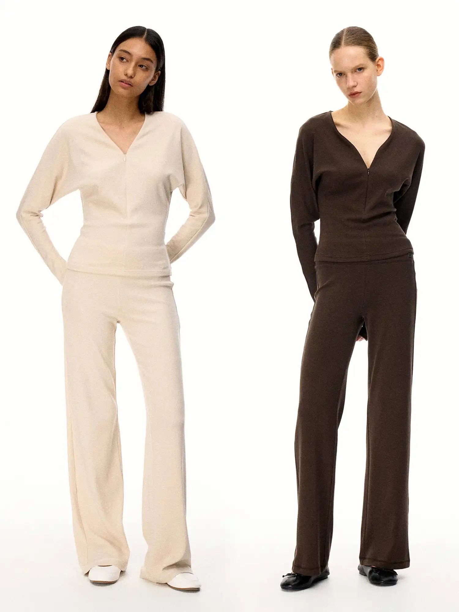 FirstFloor Hidden Zipper Batwing Sleeve V-Neck Top | Canton Collective