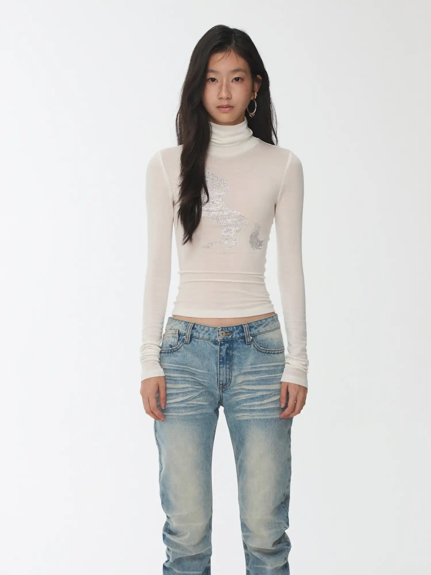 1Jinn Studio High-Neck Rhinestone Crop Top | Canton Collective