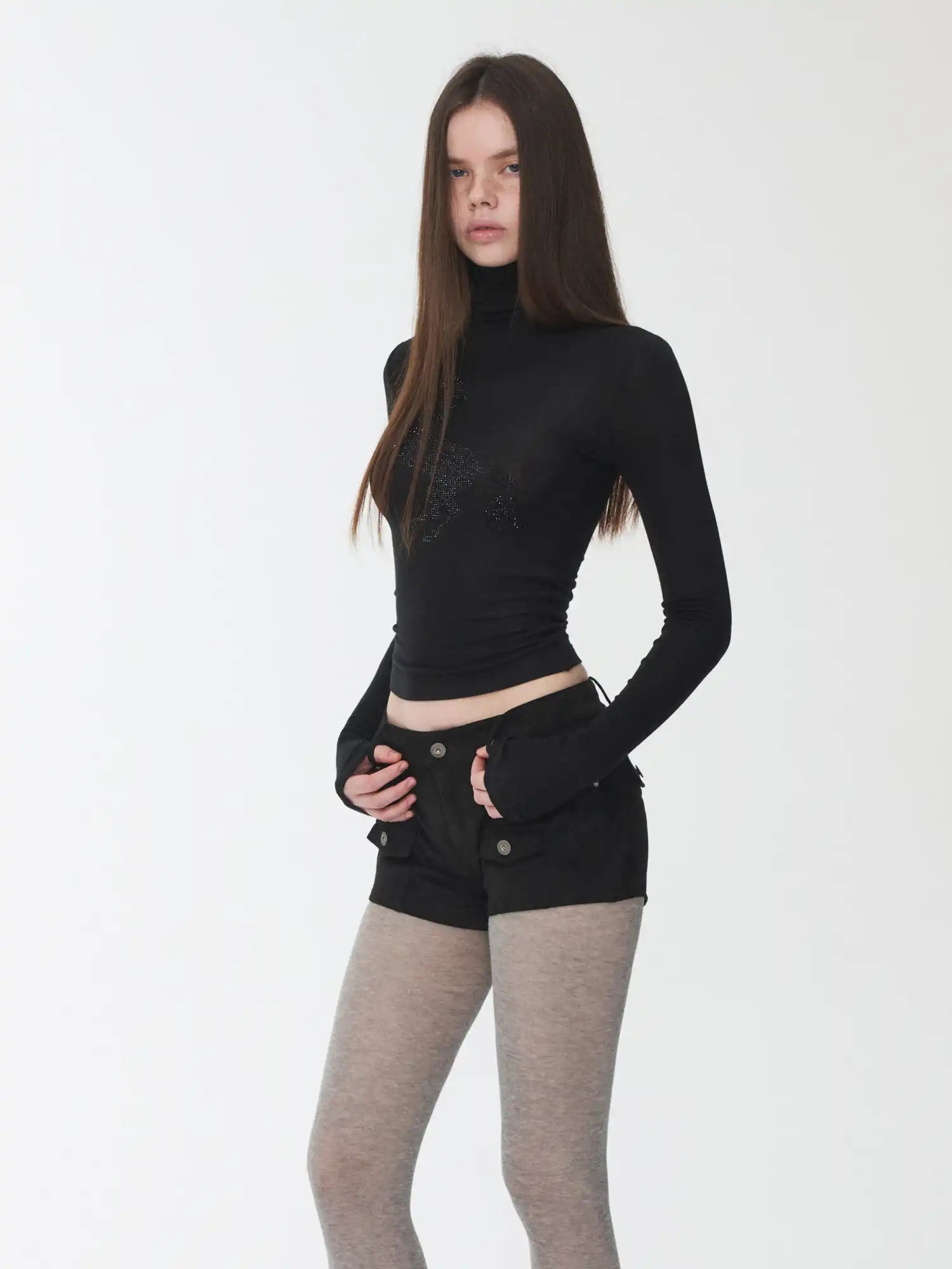 1Jinn Studio High-Neck Rhinestone Crop Top | Canton Collective