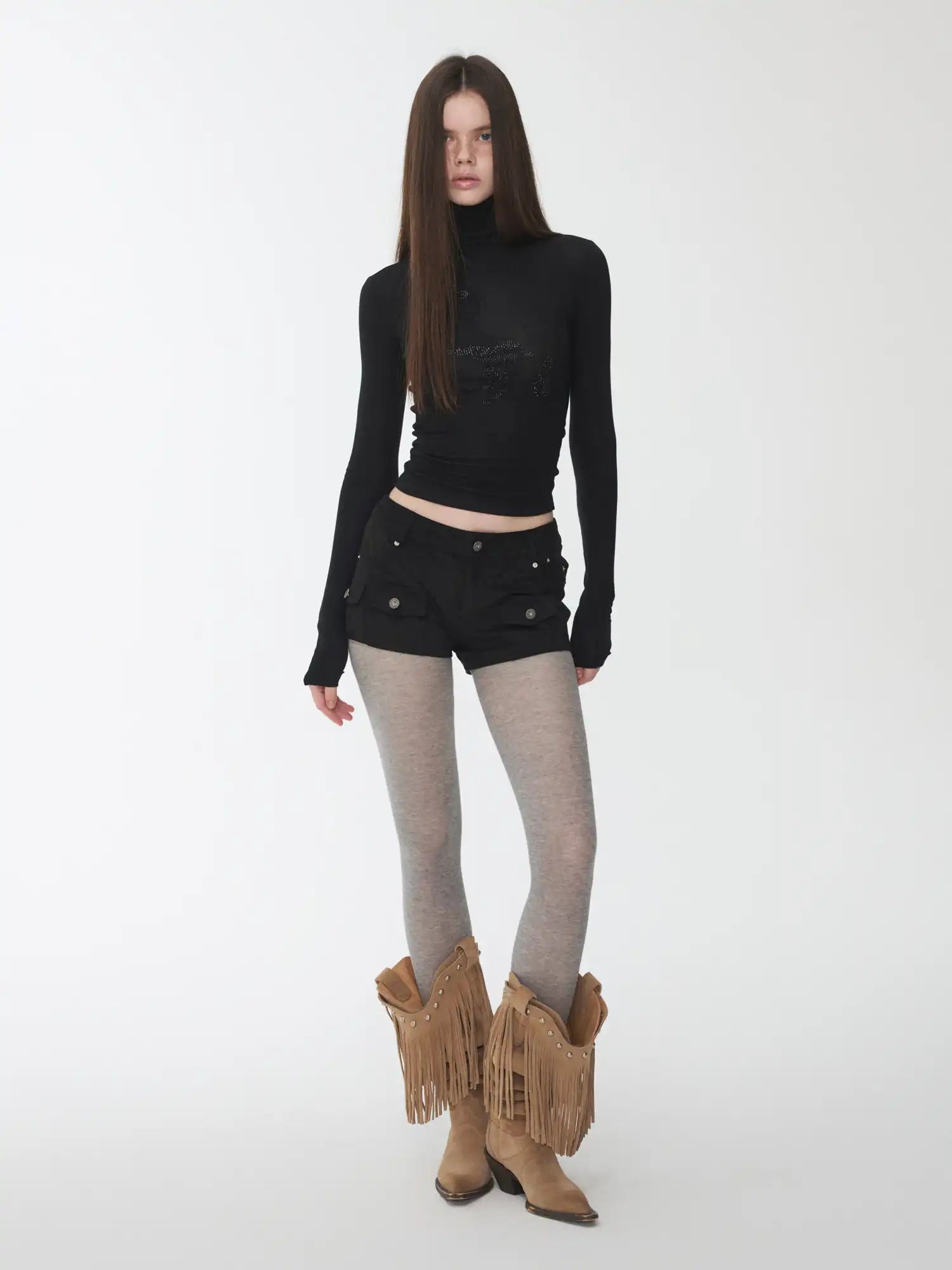 1Jinn Studio High-Neck Rhinestone Crop Top | Canton Collective