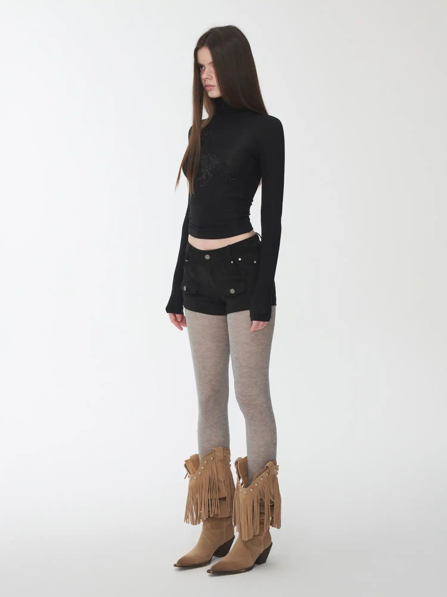 1Jinn Studio High-Neck Rhinestone Crop Top | Canton Collective