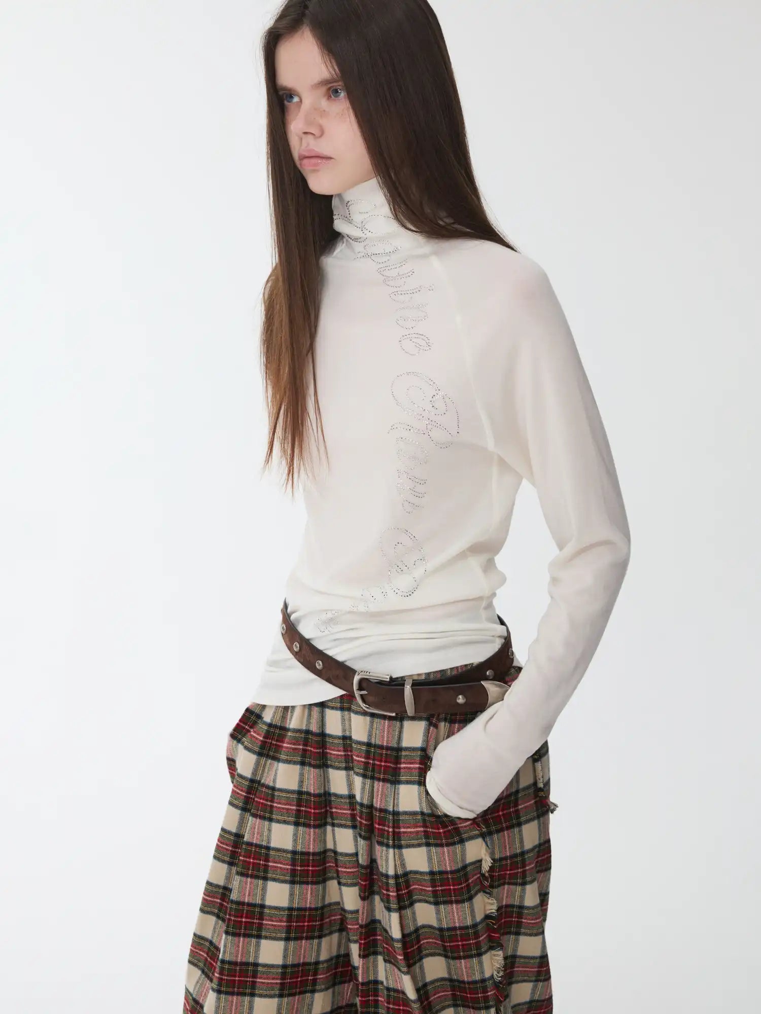 1Jinn Studio High-Neck Rhinestone Wool Top | Canton Collective