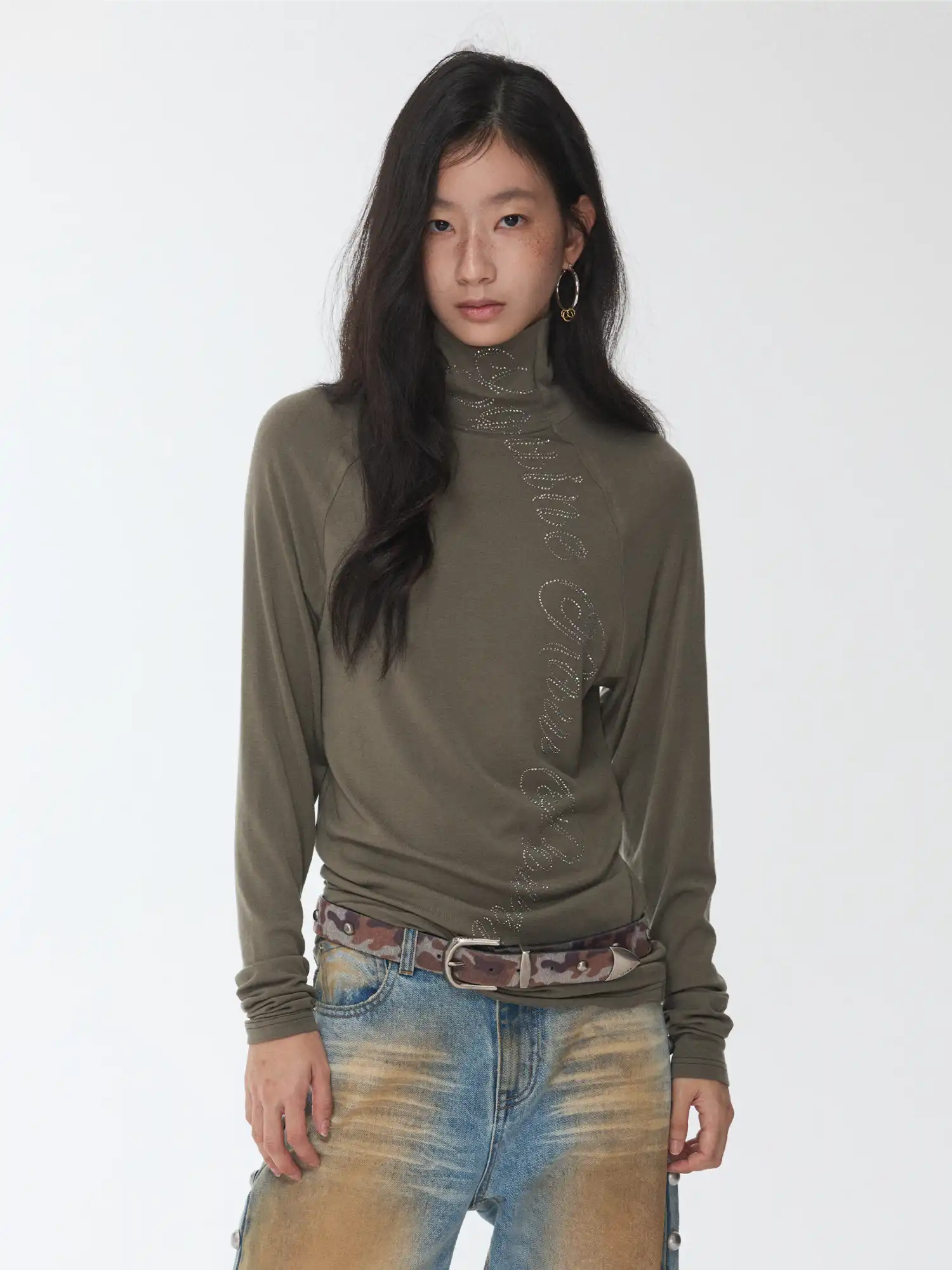 1Jinn Studio High-Neck Rhinestone Wool Top | Canton Collective