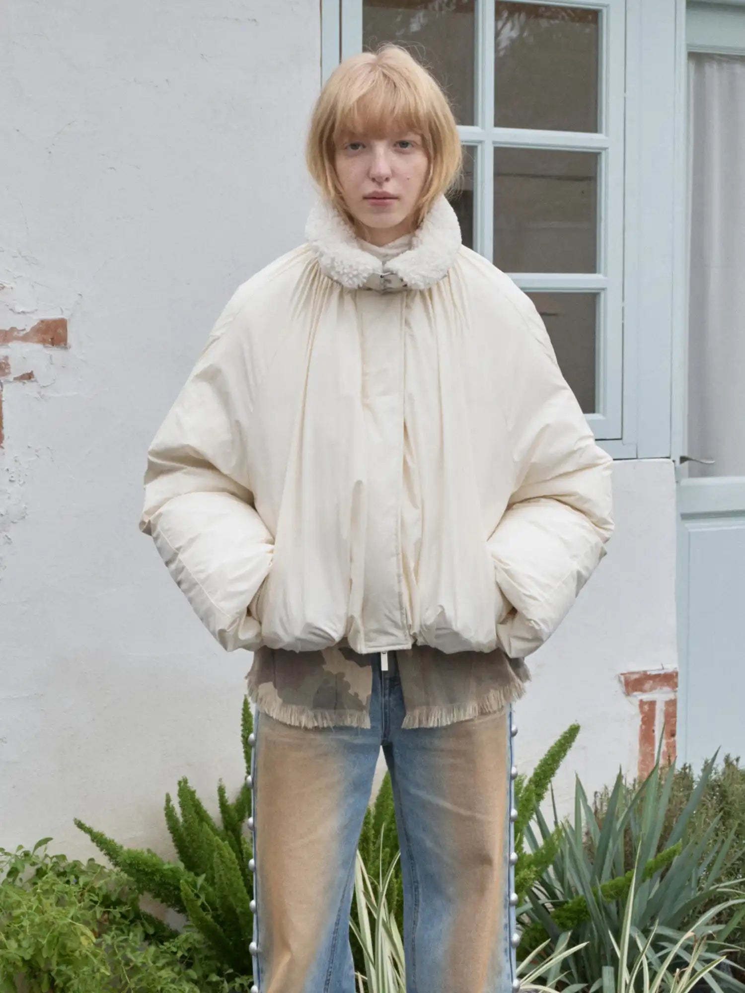 1Jinn Studio High-Neck Ruched Puffer Jacket | Canton Collective