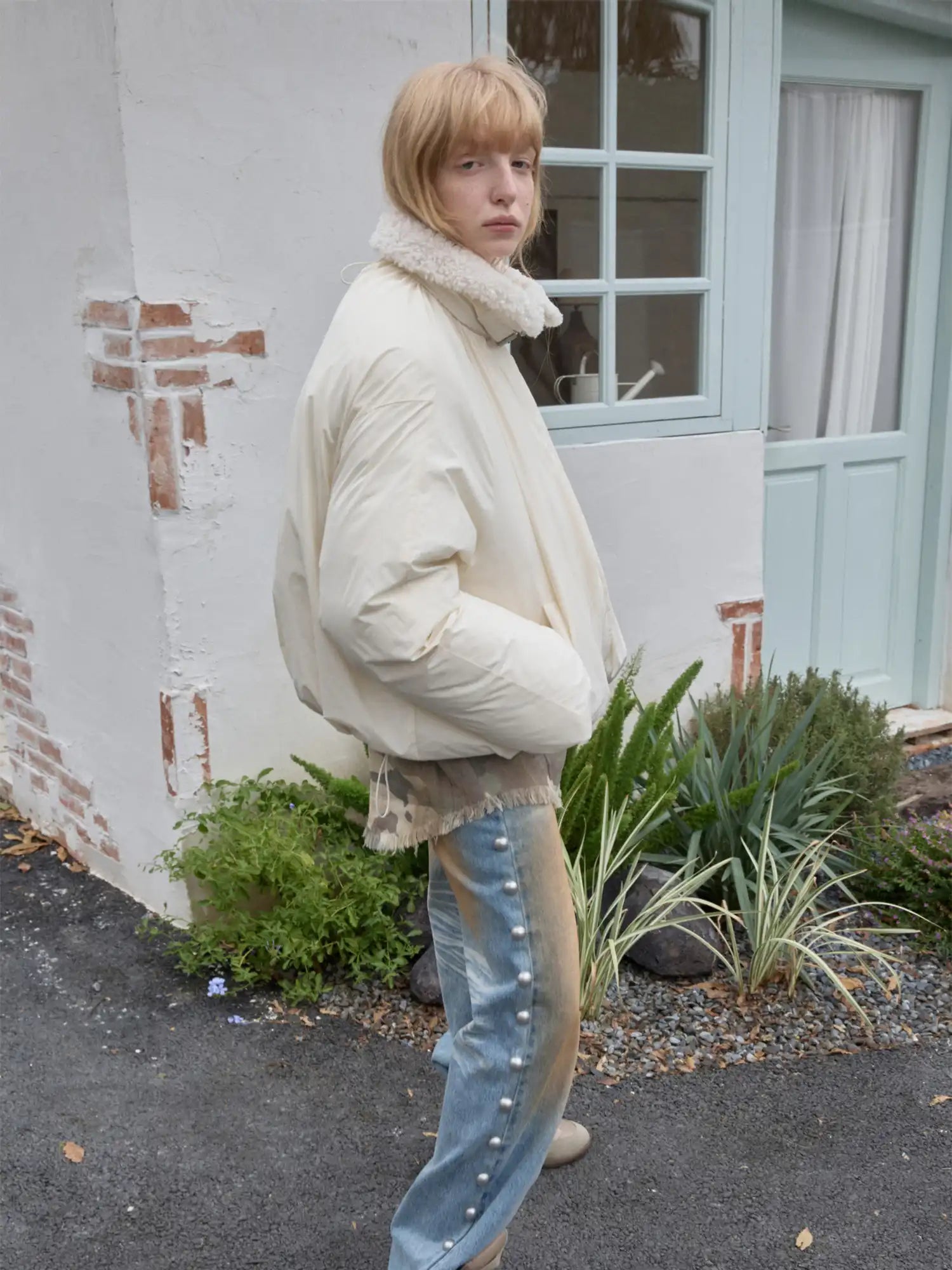 1Jinn Studio High-Neck Ruched Puffer Jacket | Canton Collective