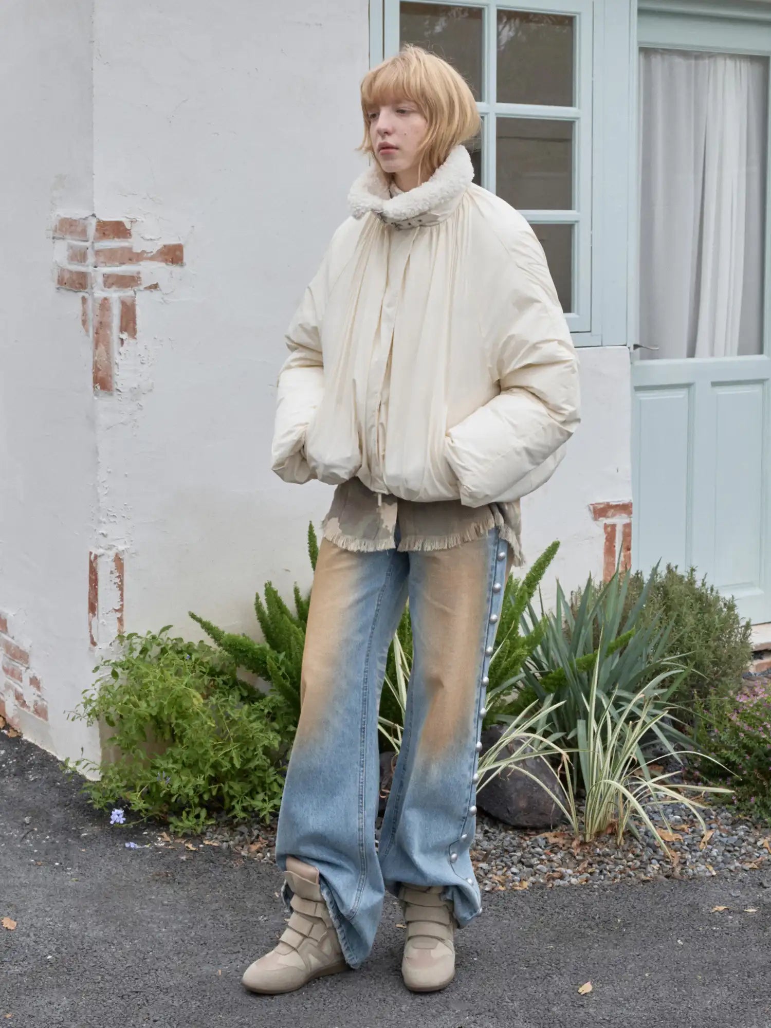 1Jinn Studio High-Neck Ruched Puffer Jacket | Canton Collective