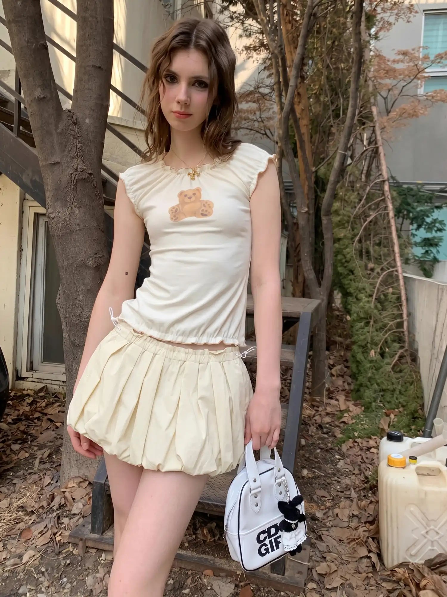 CantonCollective Design High-Waist Bubble Mini Skirt with Drawstring Detail | Canton Collective