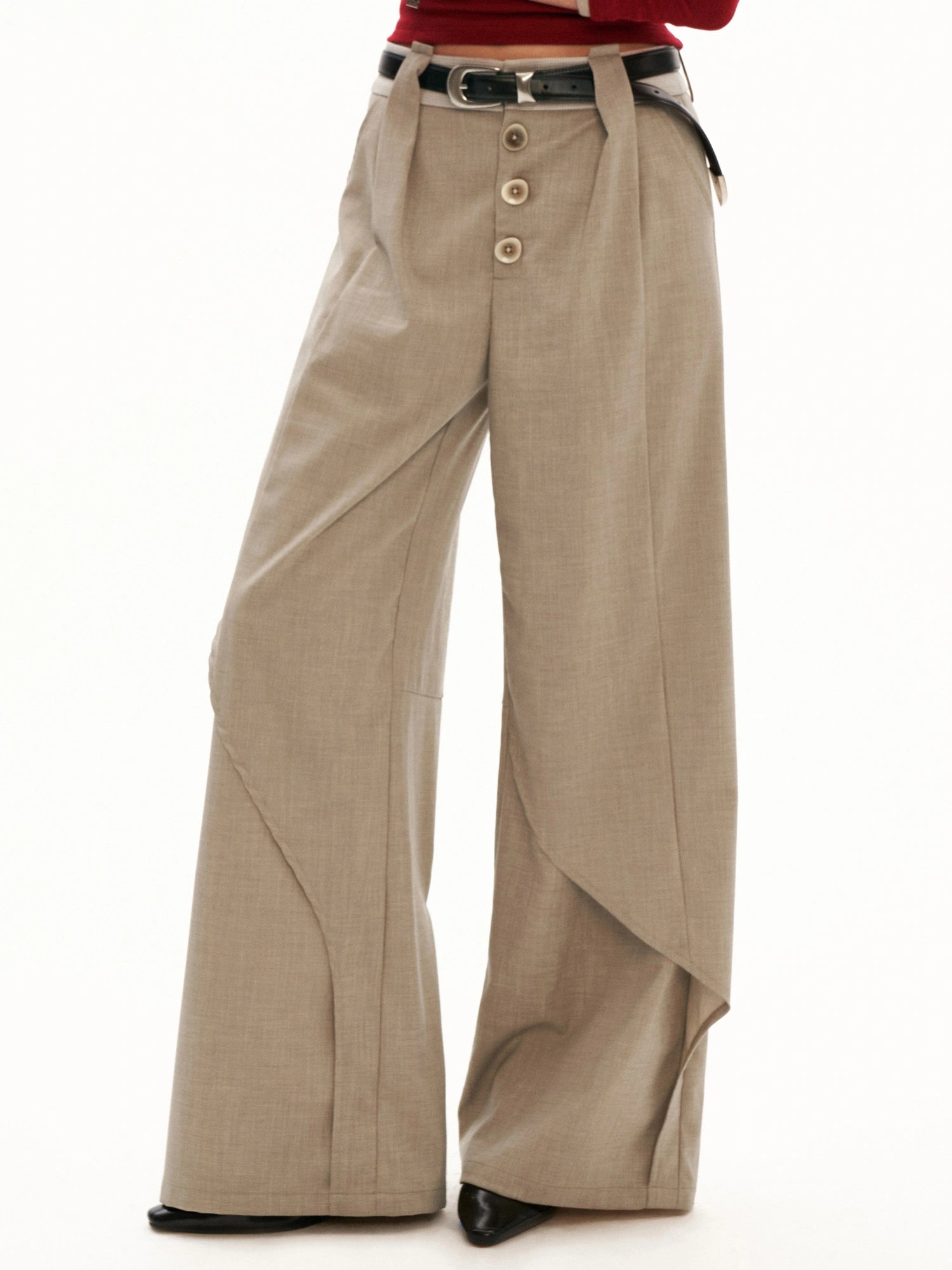 MAMC High Rise Button Fly Wide Leg Trouser | Canton Collective