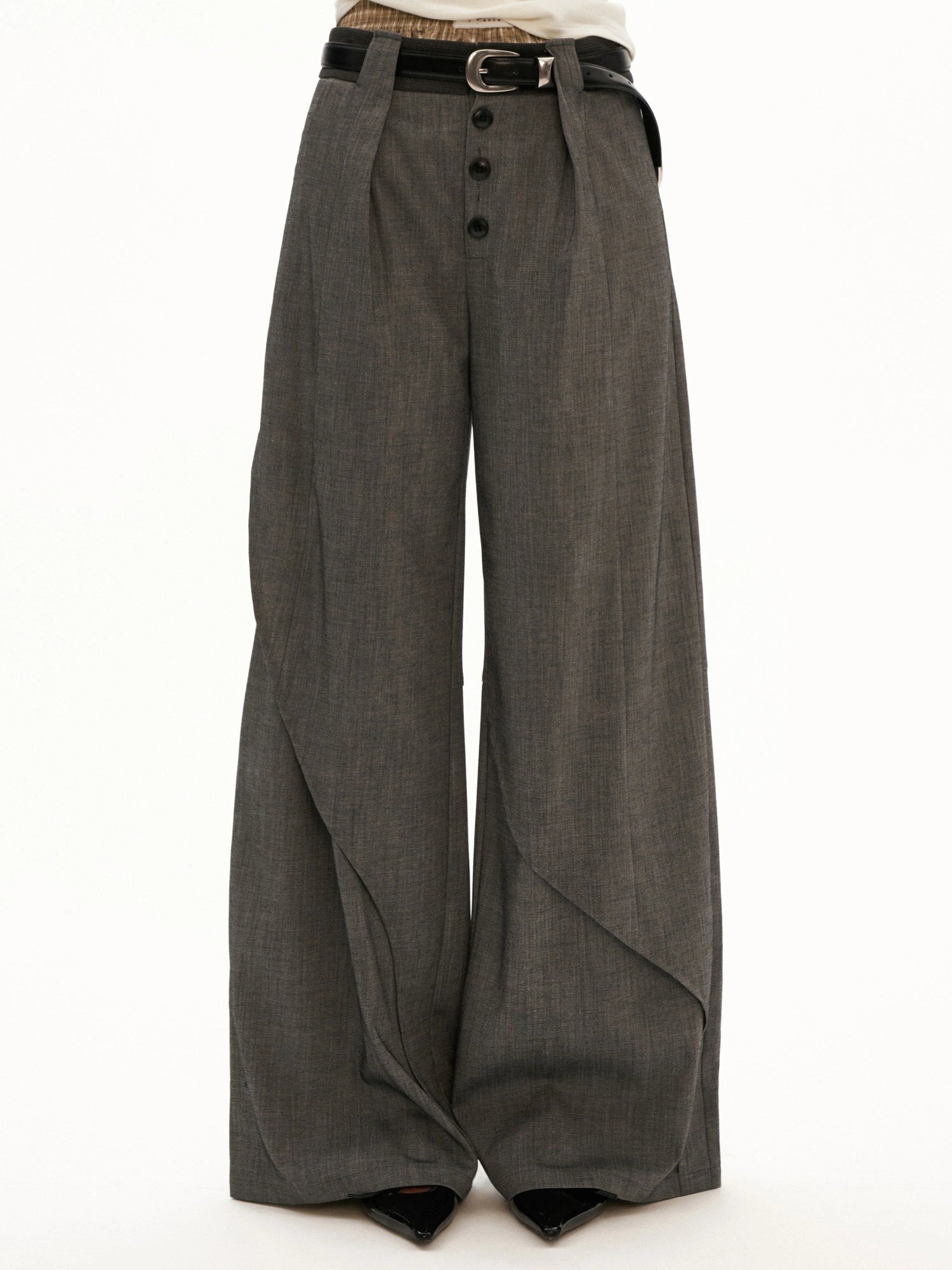 MAMC High Rise Button Fly Wide Leg Trouser | Canton Collective