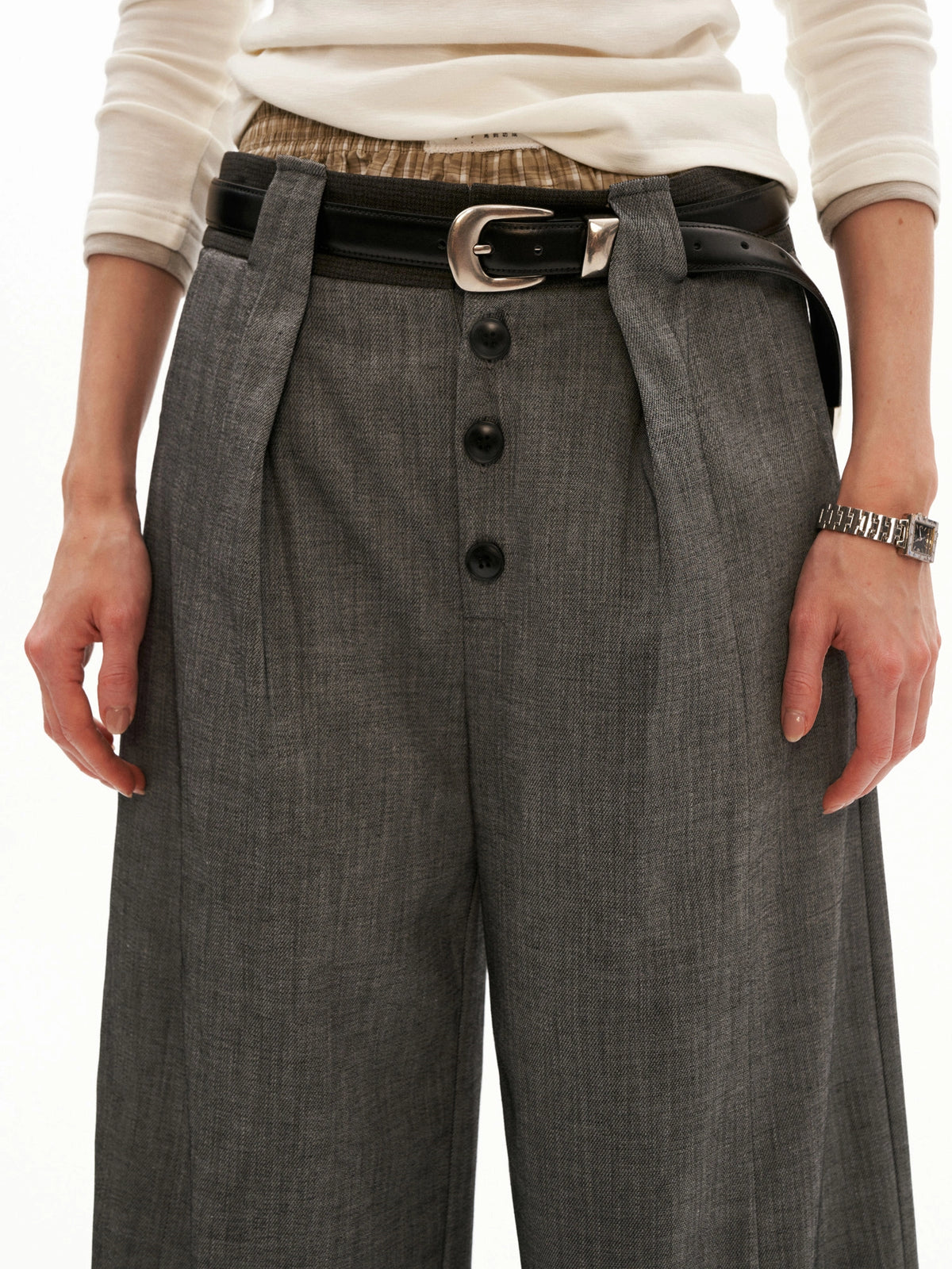 MAMC High Rise Button Fly Wide Leg Trouser | Canton Collective