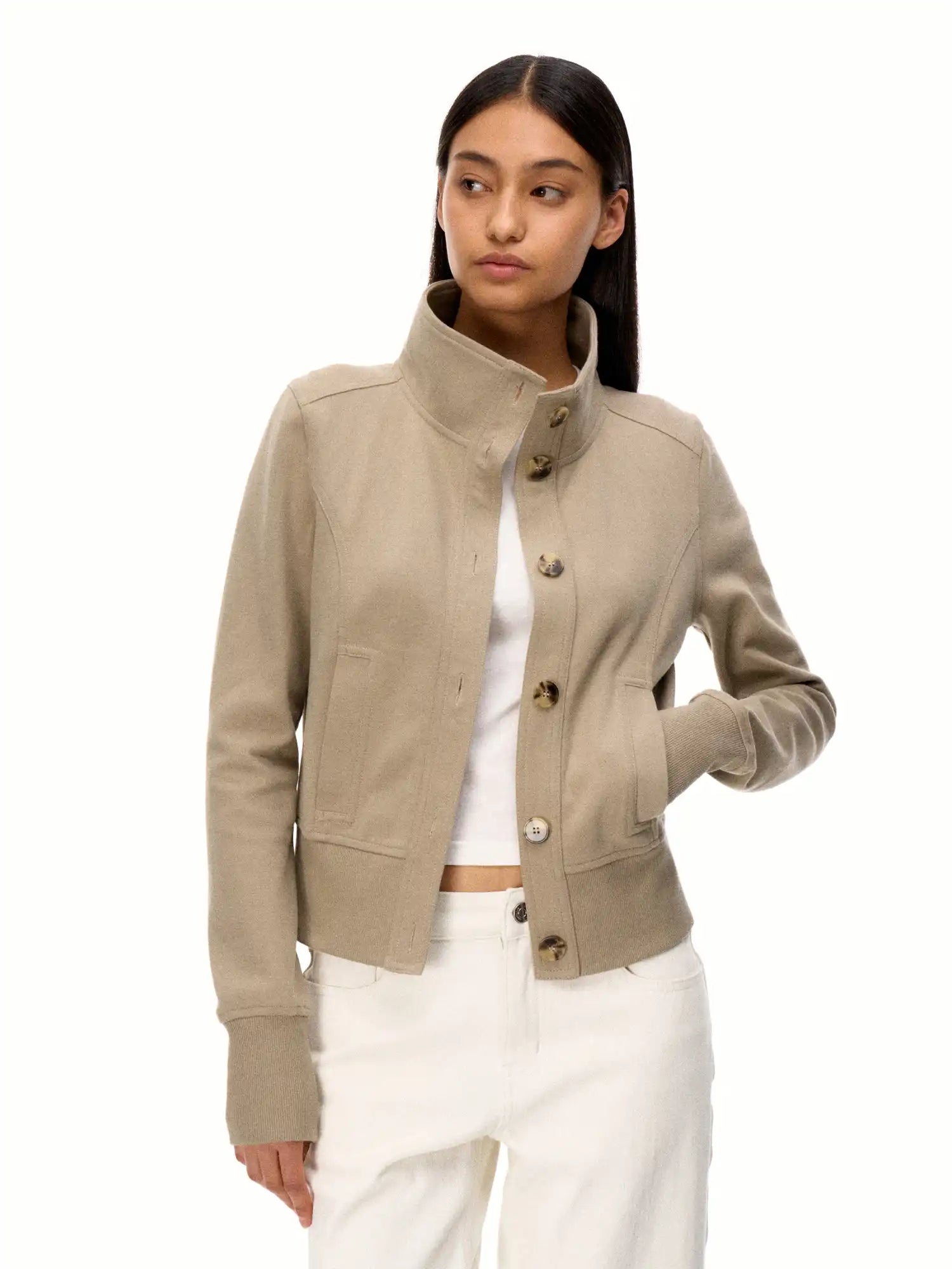 FirstFloor Highly Elastic Knitted Turtleneck Jacket | Canton Collective