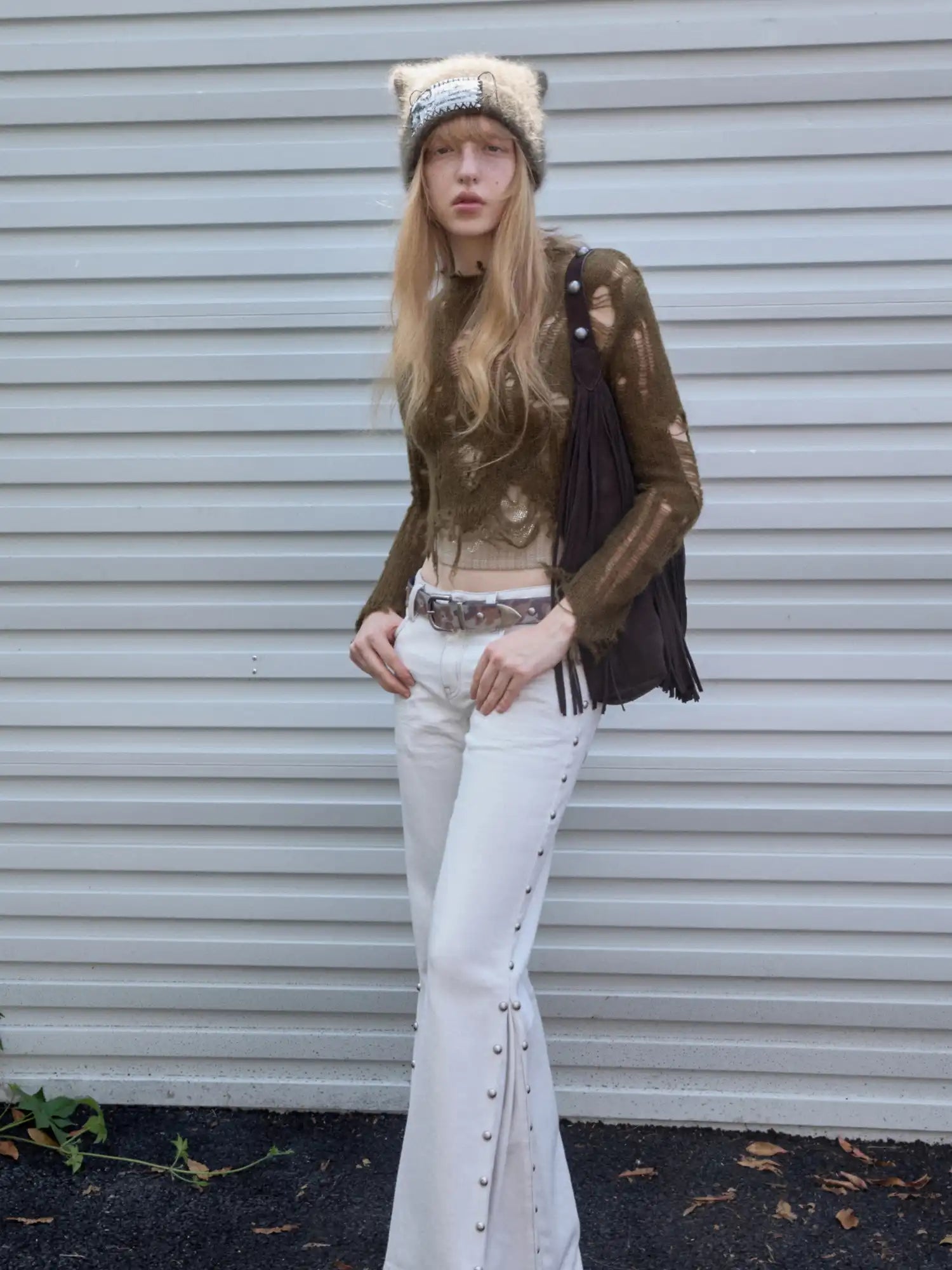 1Jinn Studio Holey Mohair Crop Sweater | Canton Collective