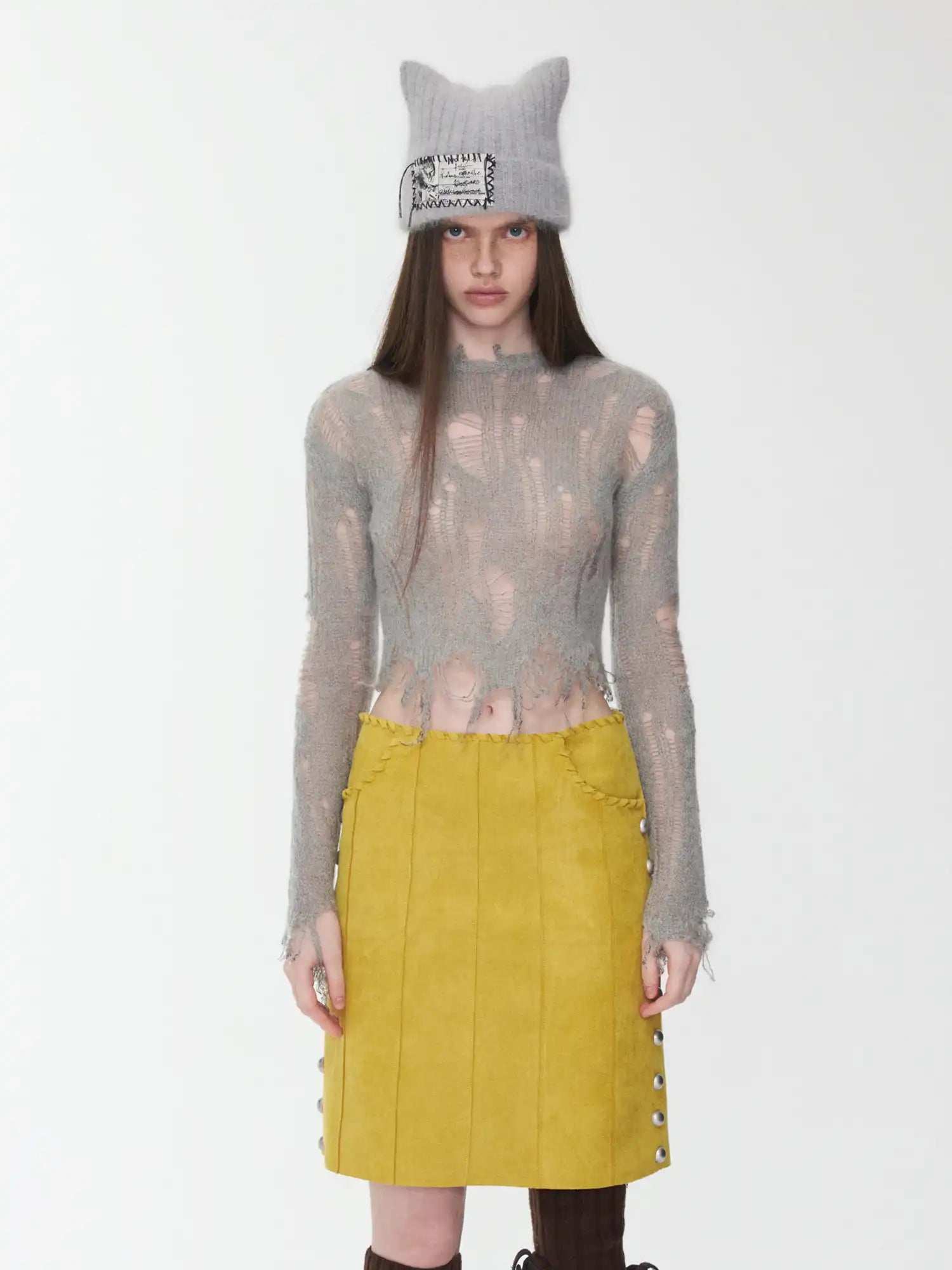 1Jinn Studio Holey Mohair Crop Sweater | Canton Collective