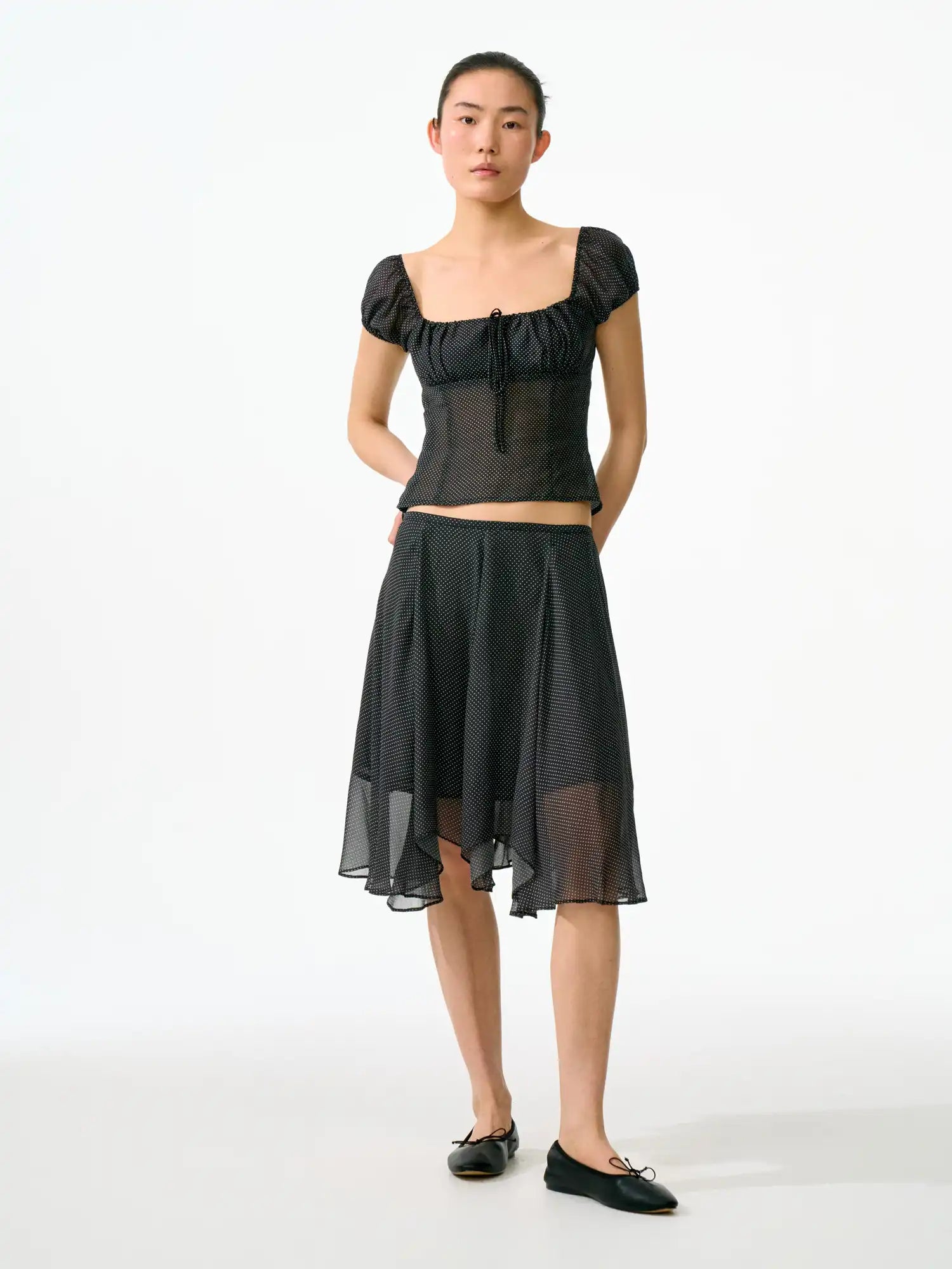 FirstFloor Irregular Layered Tulle Polka Dot Mesh Skirt | Canton Collective