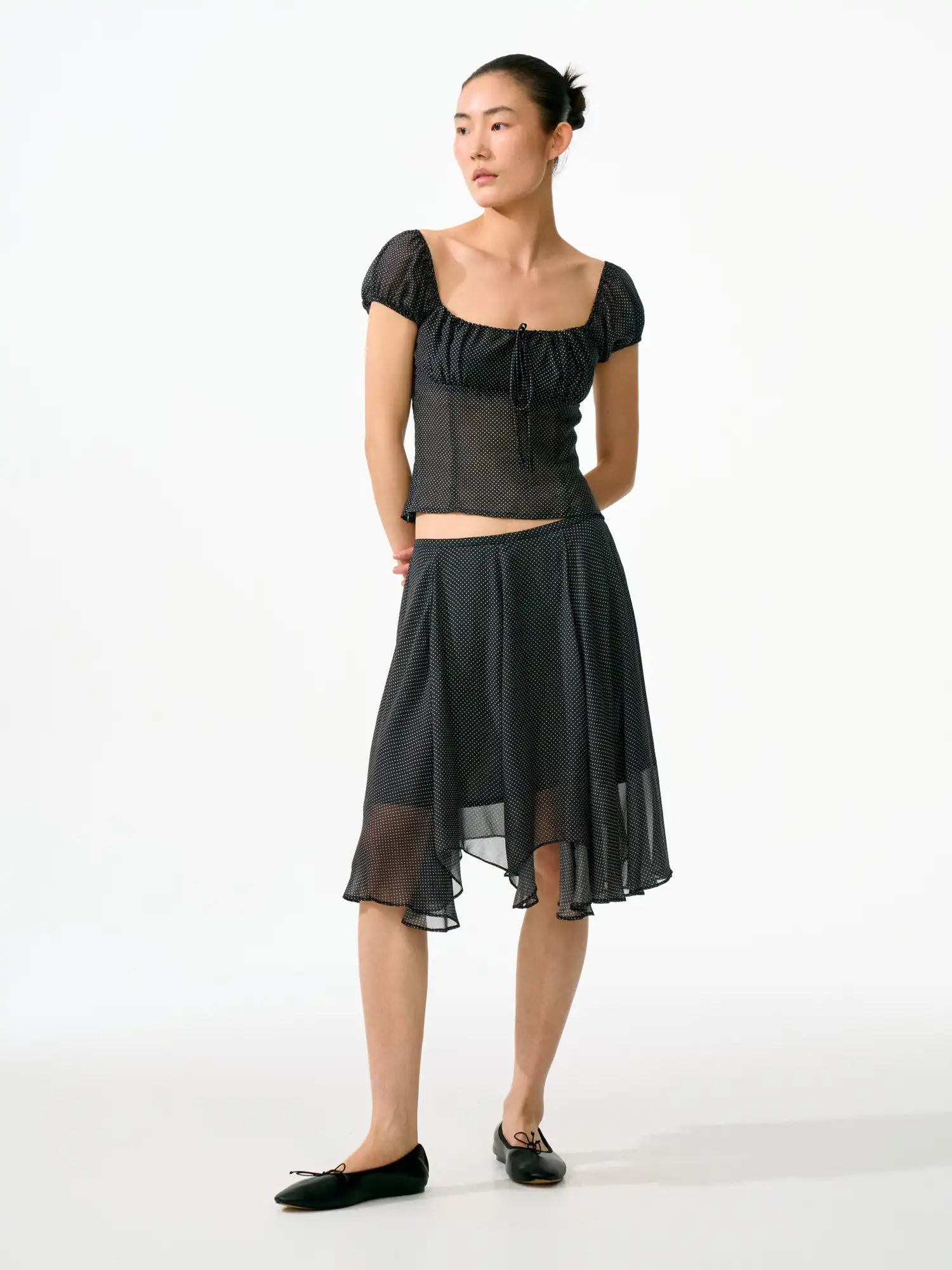 FirstFloor Irregular Layered Tulle Polka Dot Mesh Skirt | Canton Collective