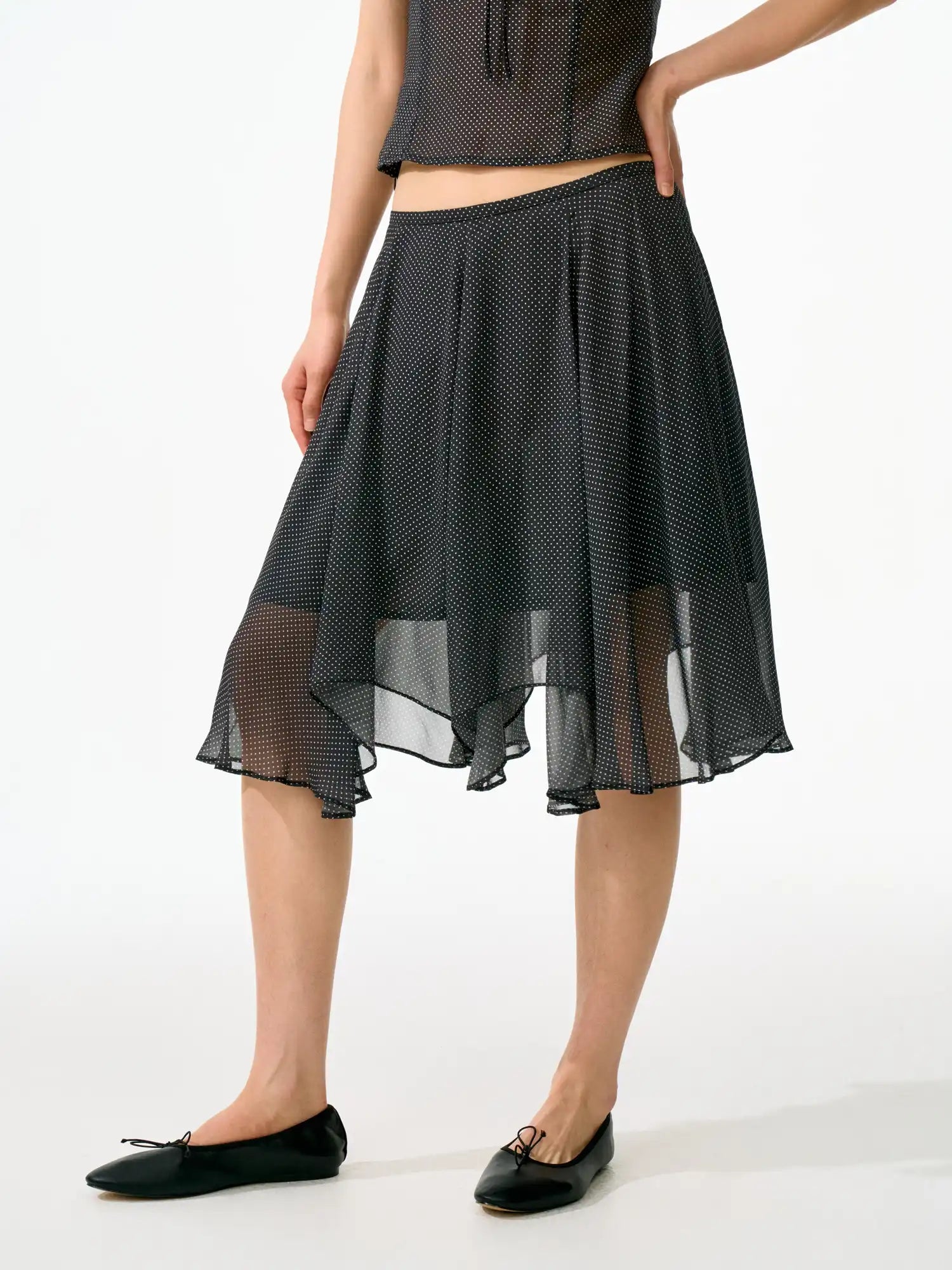 FirstFloor Irregular Layered Tulle Polka Dot Mesh Skirt | Canton Collective