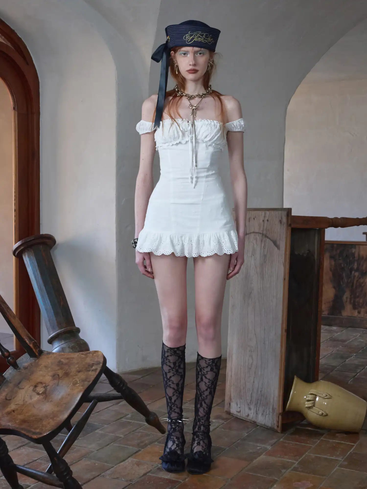 1Jinn Studio Jacquard Mini Dress with Eyelet Trim | Canton Collective