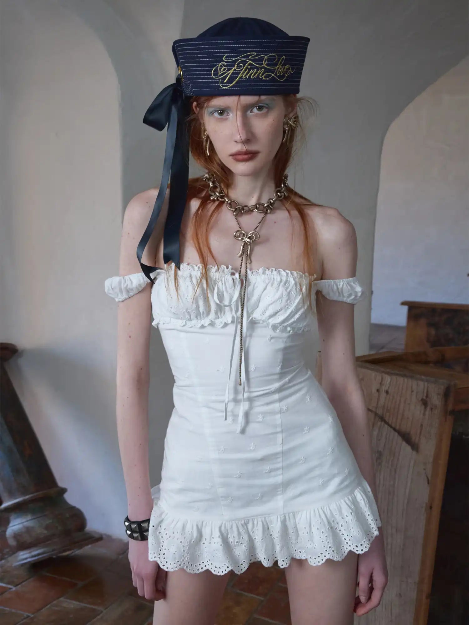 1Jinn Studio Jacquard Mini Dress with Eyelet Trim | Canton Collective