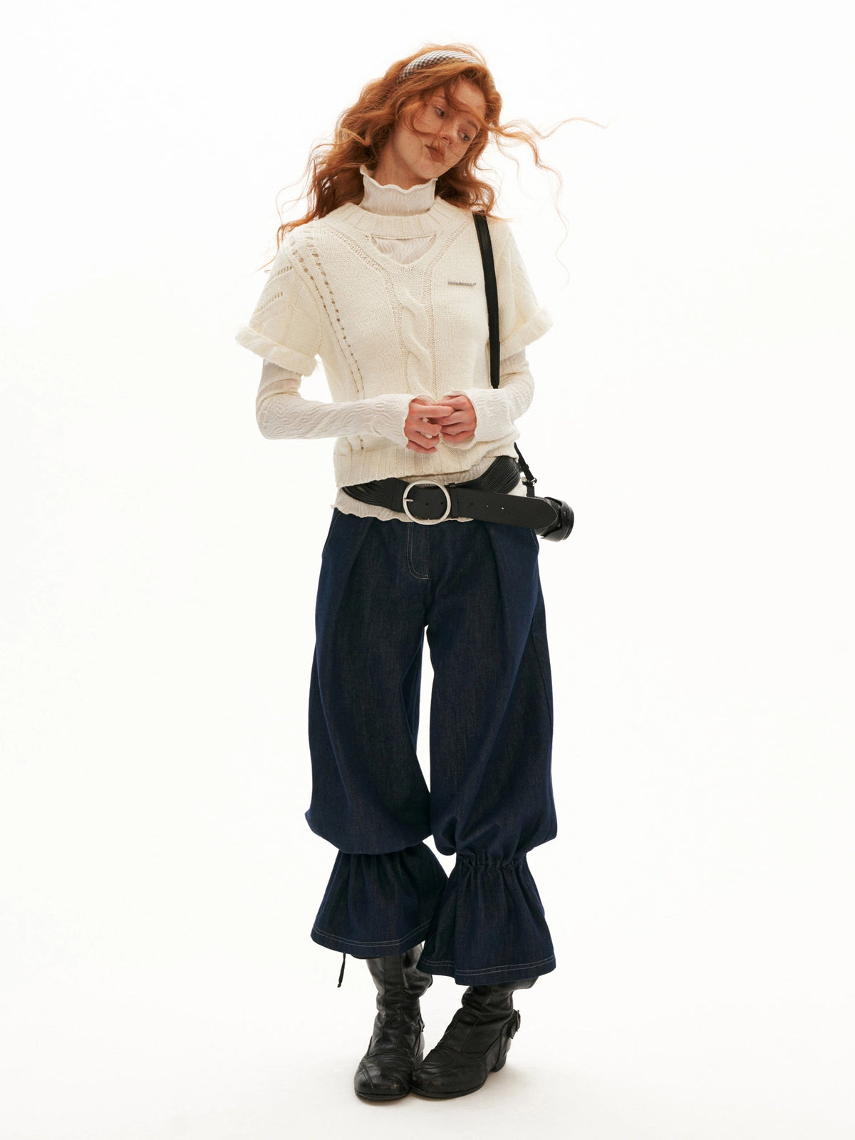MAMC Keyhole Short Sleeve Cable Knit Sweater | Canton Collective