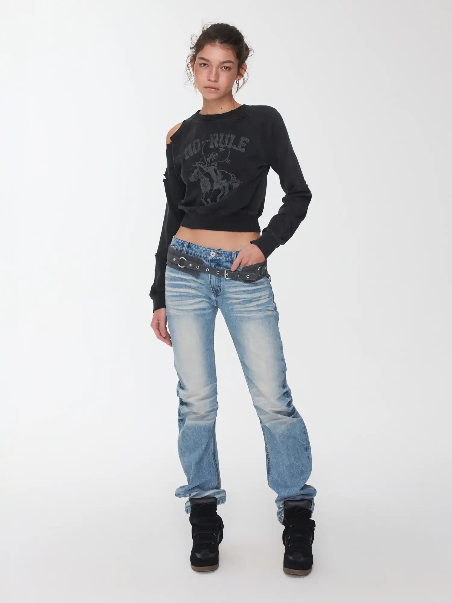 1Jinn Studio Knight Cat Ripped Sweatshirt | Canton Collective