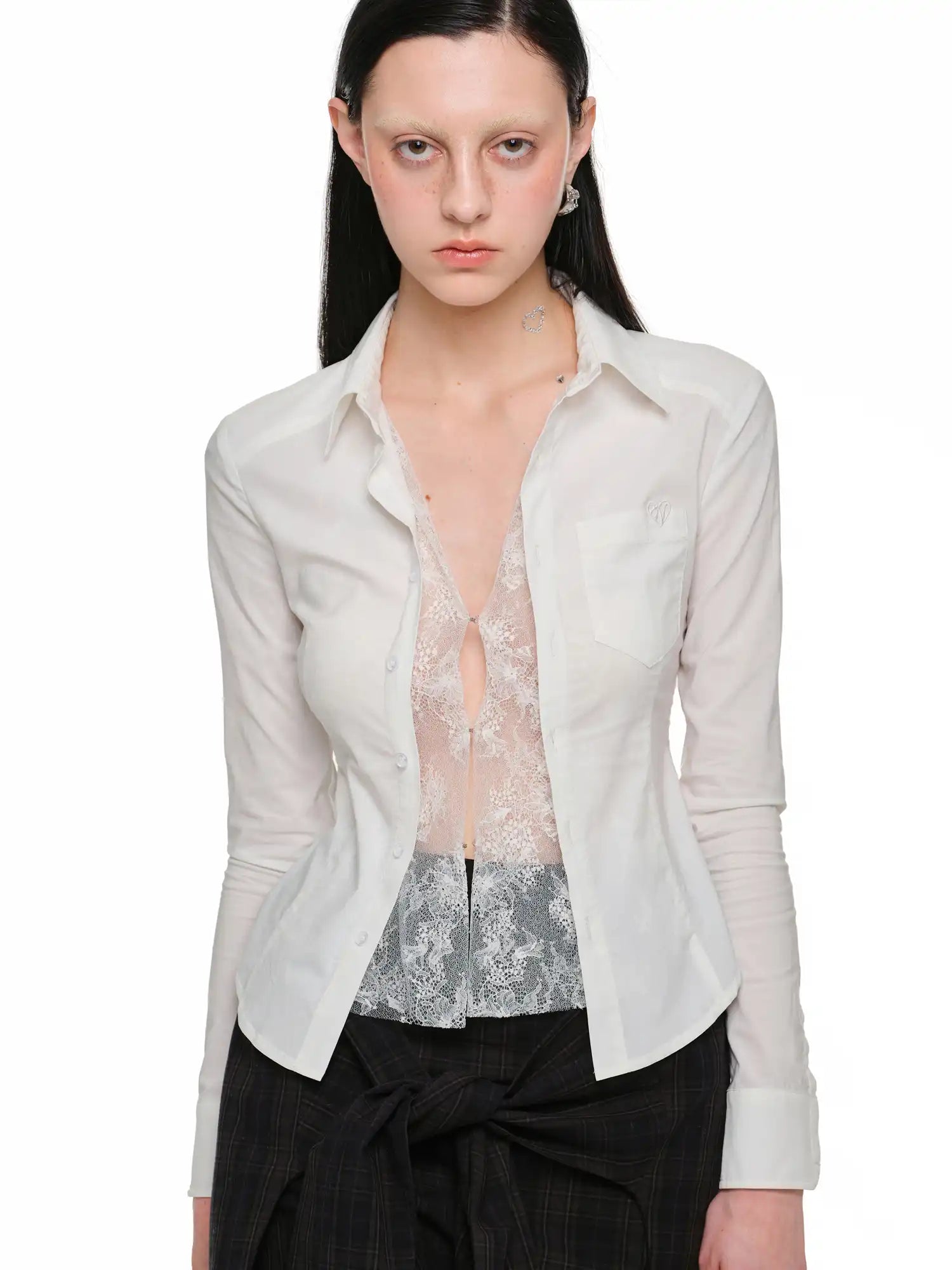 1Jinn Studio Lace-Inset Mock Two-Piece Shirt | Canton Collective