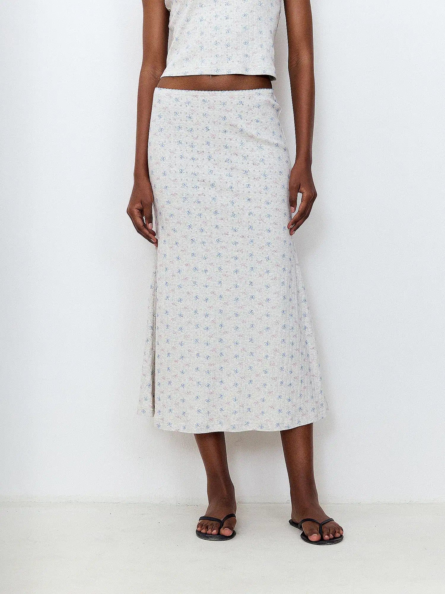 FirstFloor Lace-Trimmed Knit Midi Skirt | Canton Collective