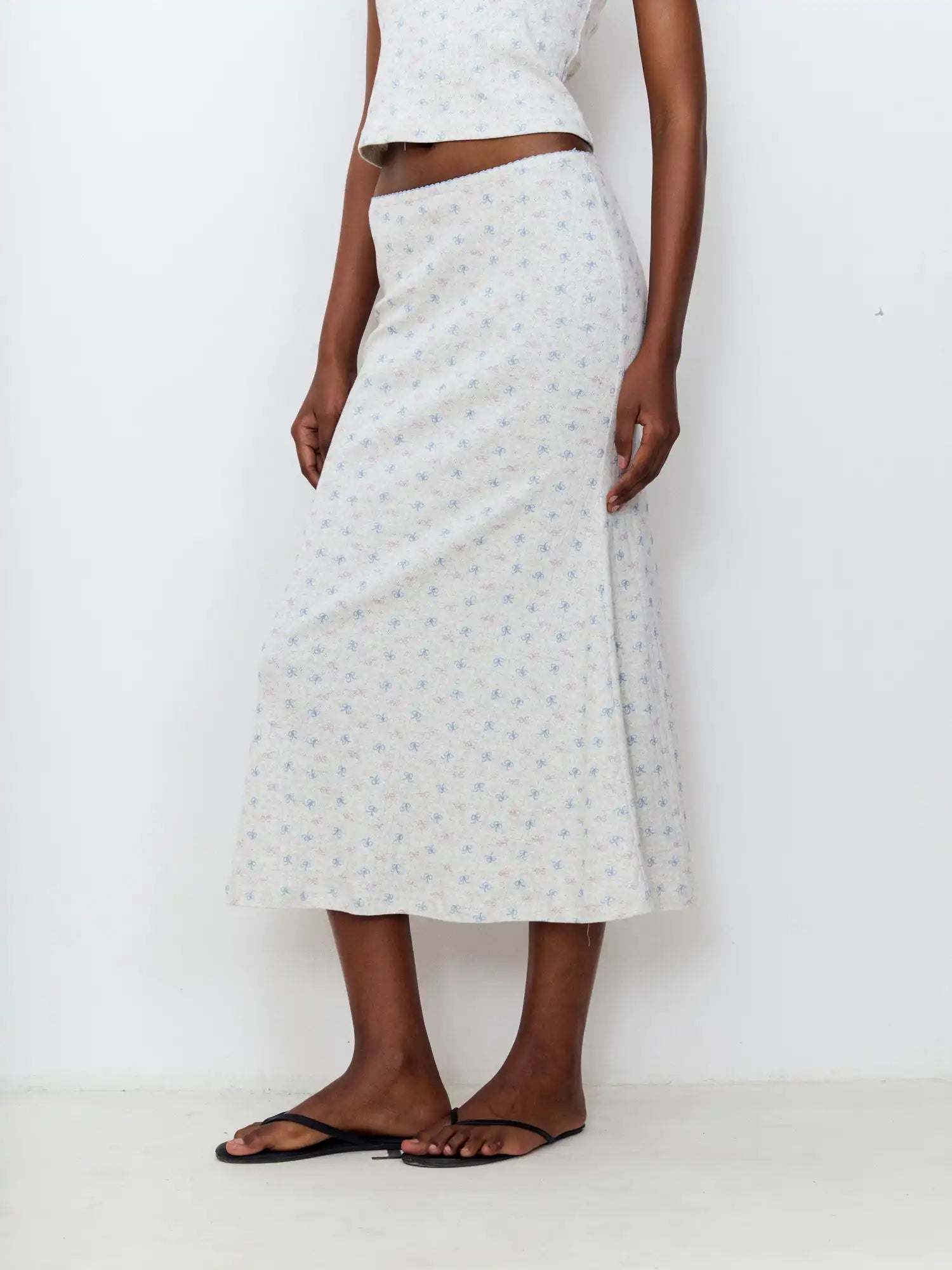 FirstFloor Lace-Trimmed Knit Midi Skirt | Canton Collective