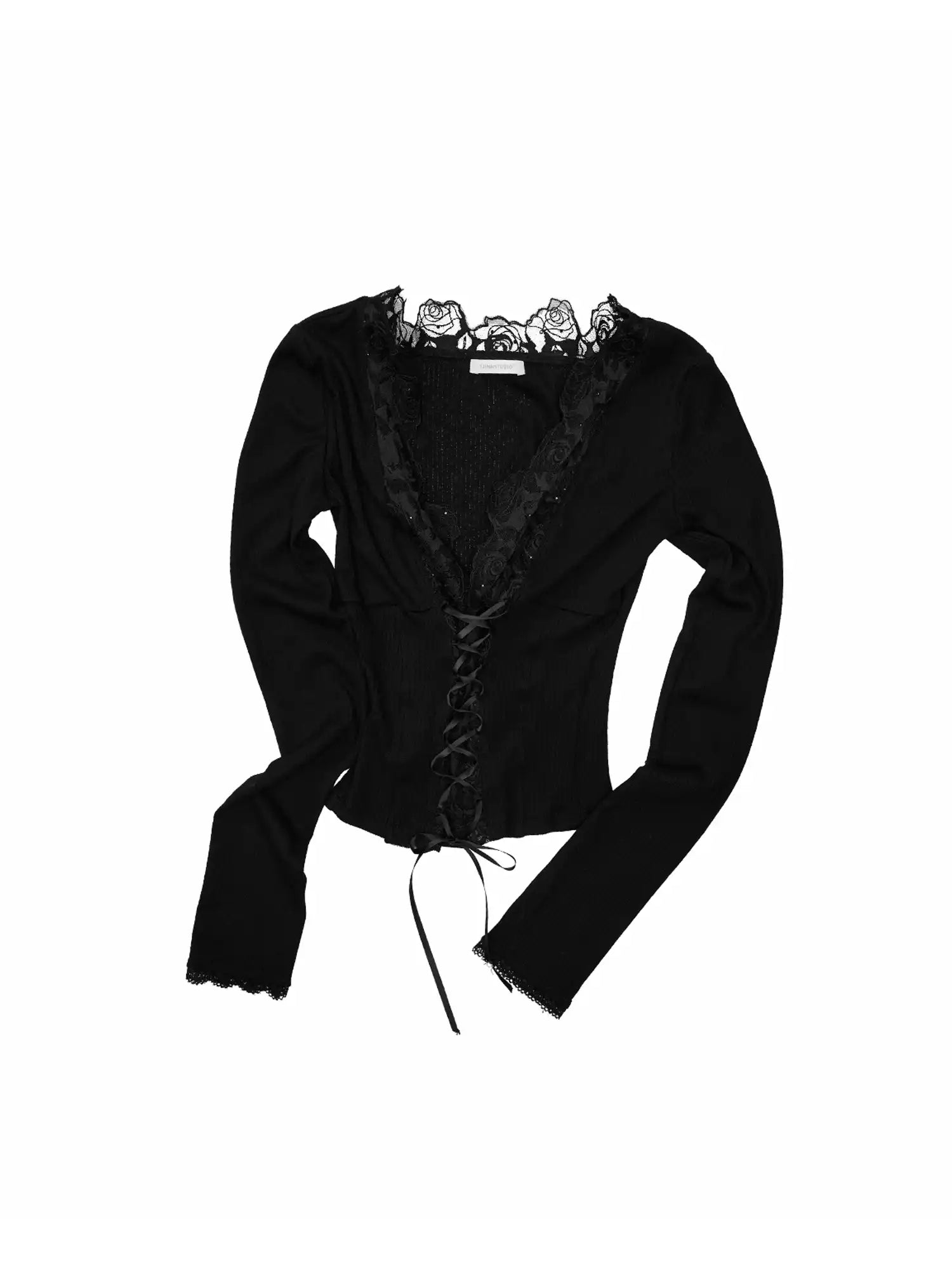 1Jinn Studio Lace-Up Front Long Sleeve Knit Corset Top | Canton Collective
