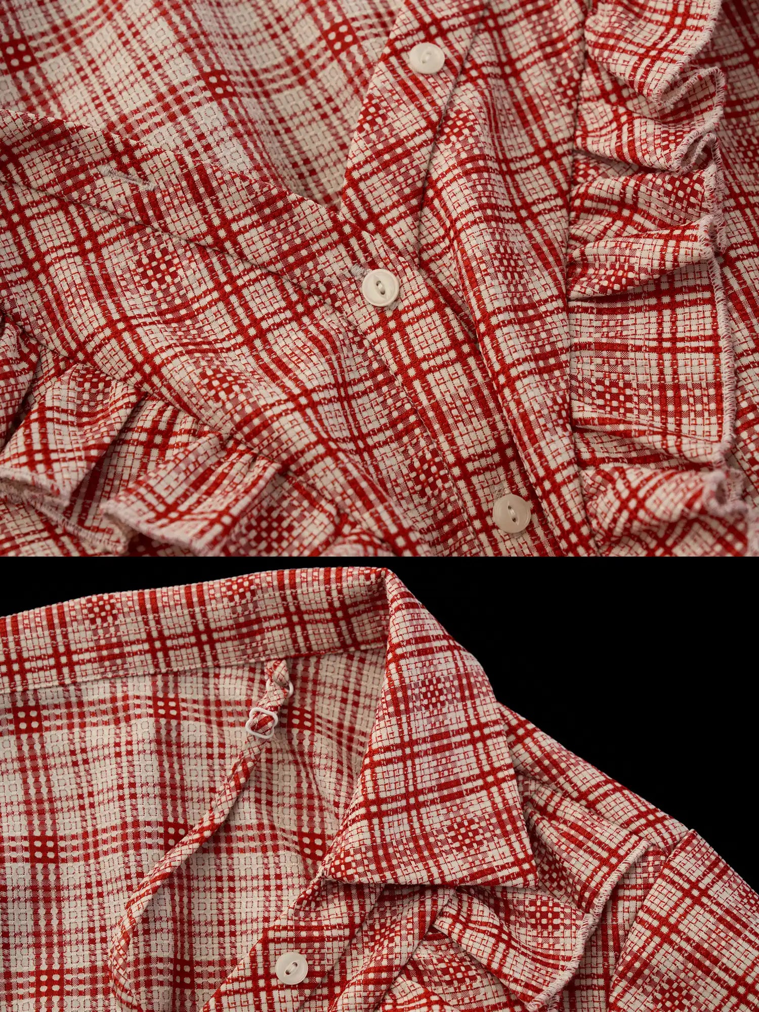 MAMC Lace-Up Plaid Bardot Top | Canton Collective
