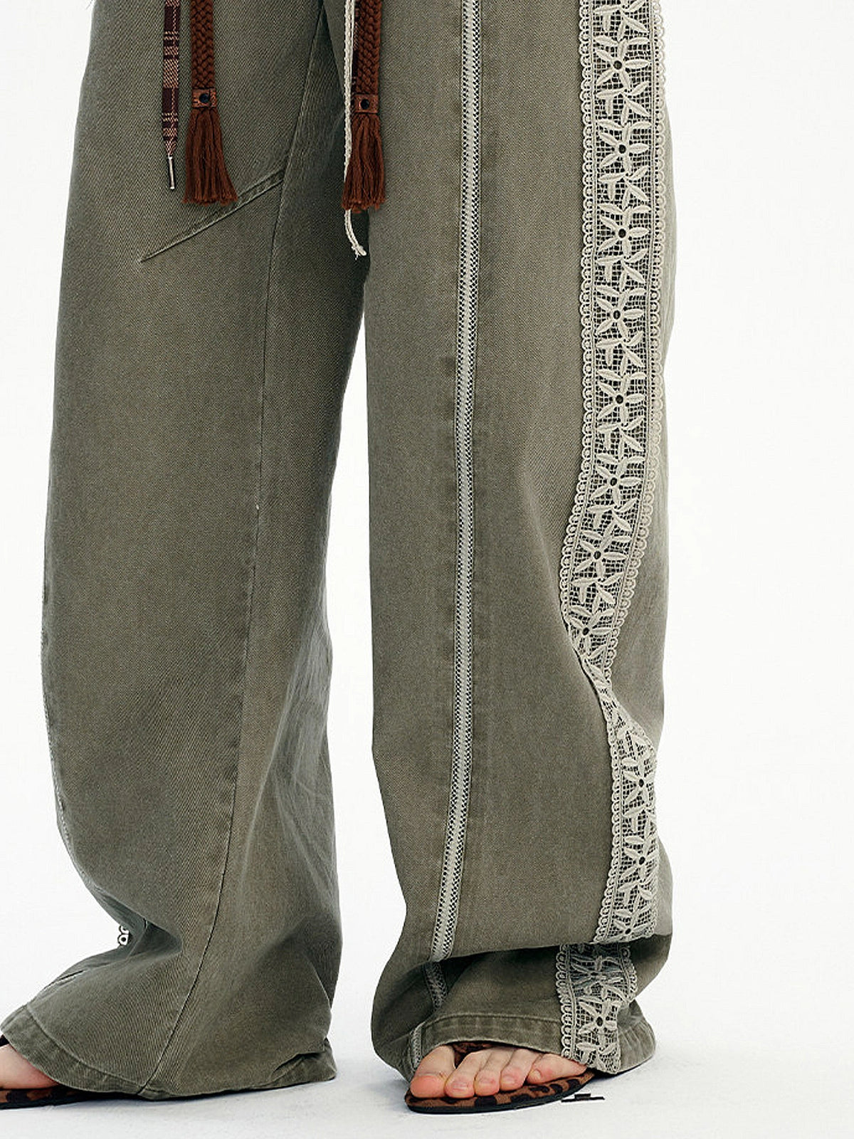 Outtheblue Lace Side Panel Washed Wide Leg Pants | Canton Collective