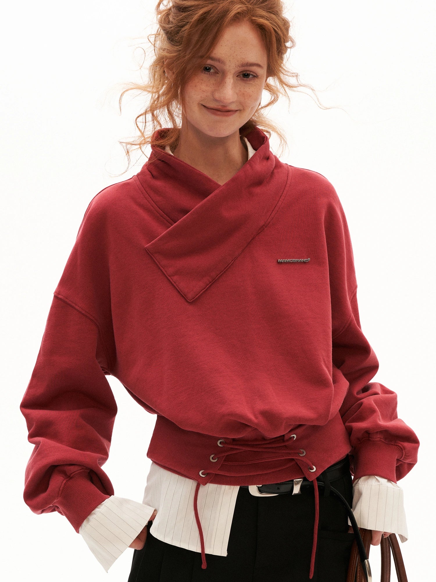 MAMC Lace Up Front Cropped Sweatshirt | Canton Collective