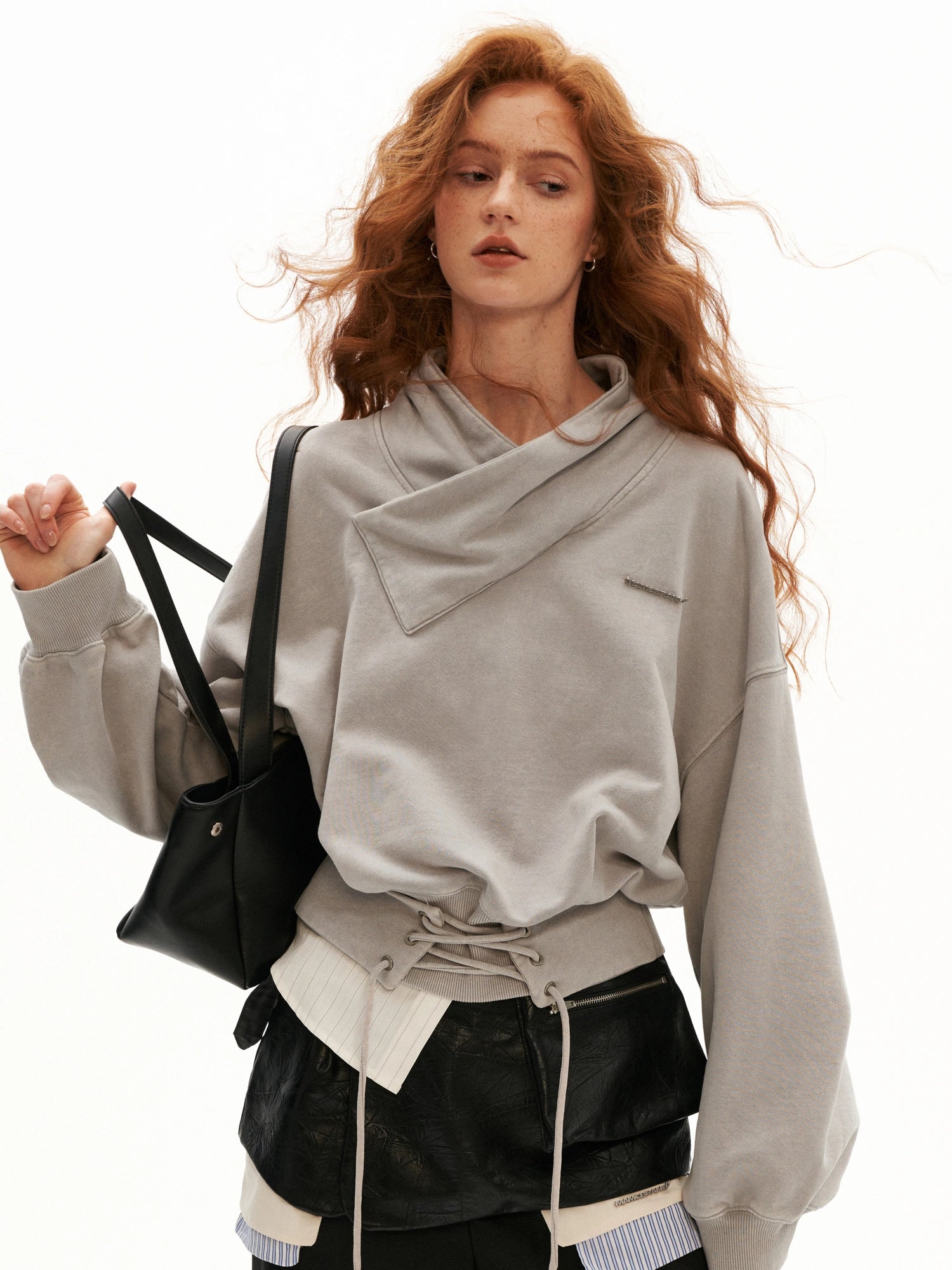 MAMC Lace Up Front Cropped Sweatshirt | Canton Collective