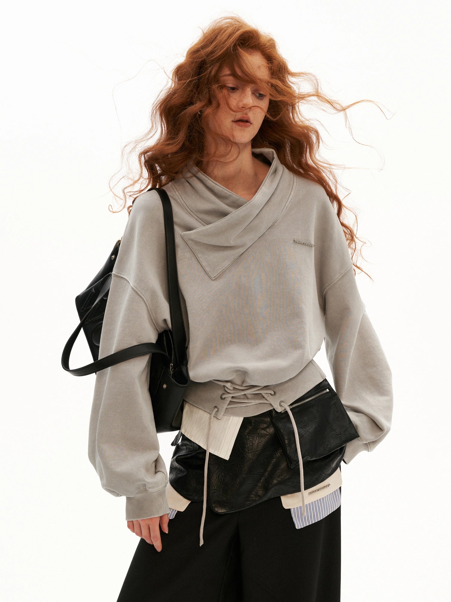MAMC Lace Up Front Cropped Sweatshirt | Canton Collective