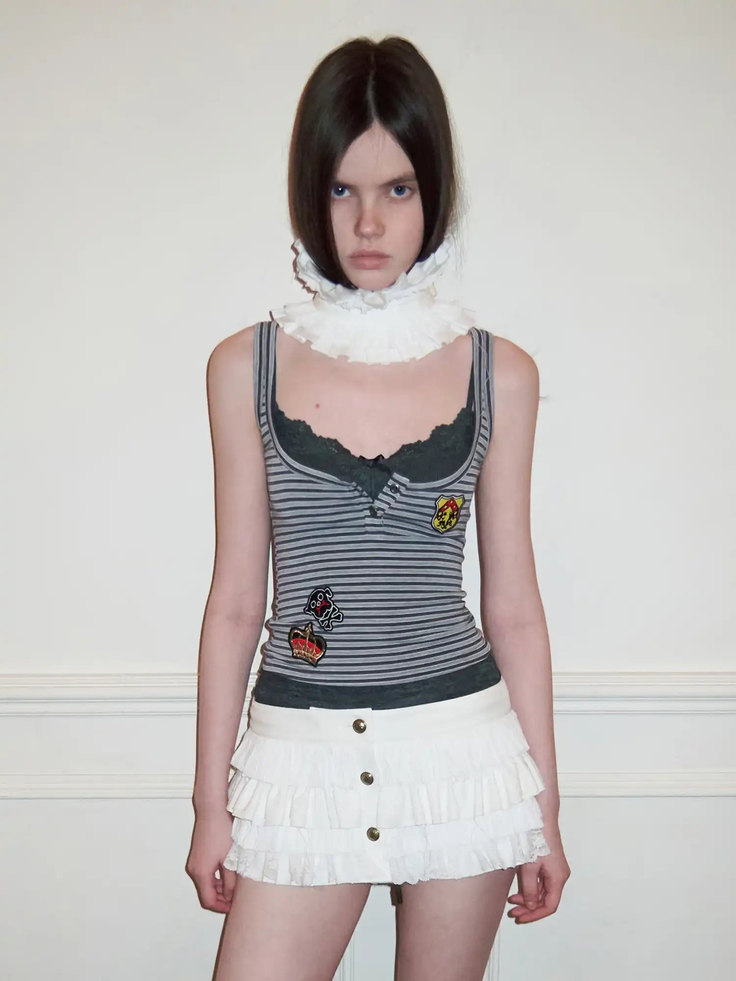 1Jinn Studio Layered Contrast Grunge Lace Bra Camisole Top | Canton Collective