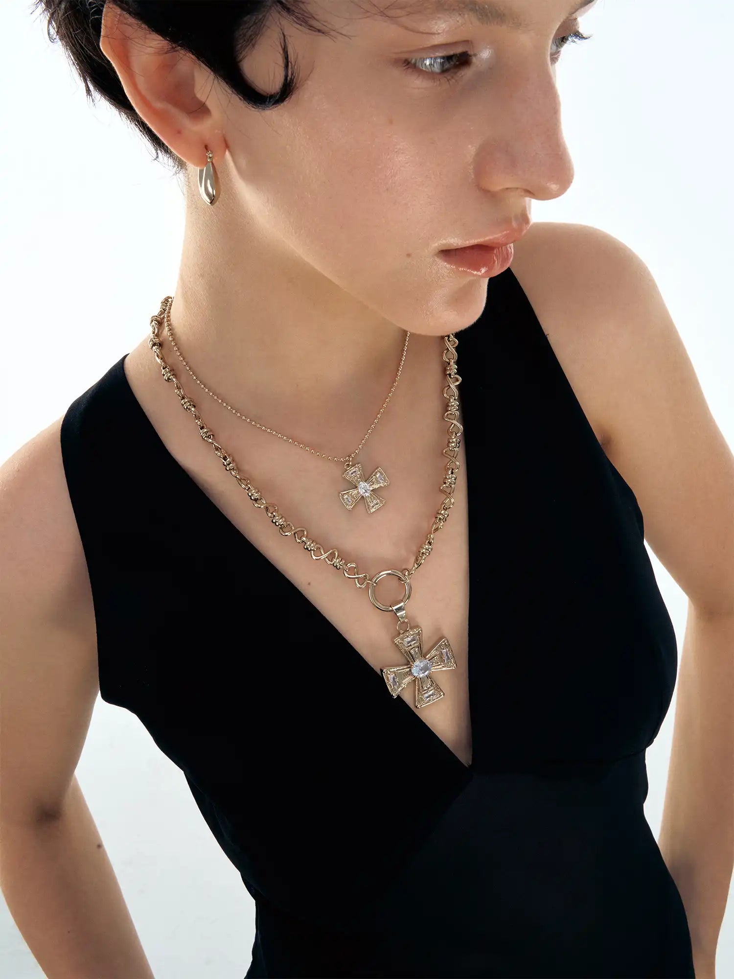 1Jinn M2M Layered Cross Link Necklace | Canton Collective